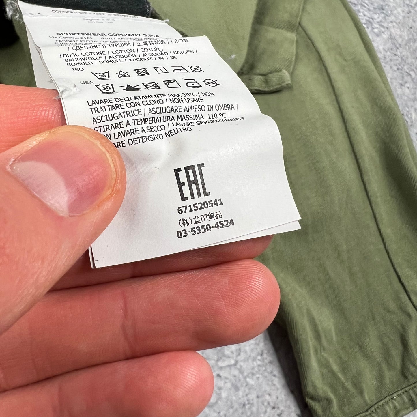 Stone Island Khaki Long Sleeve T-Shirt Large 21.75”