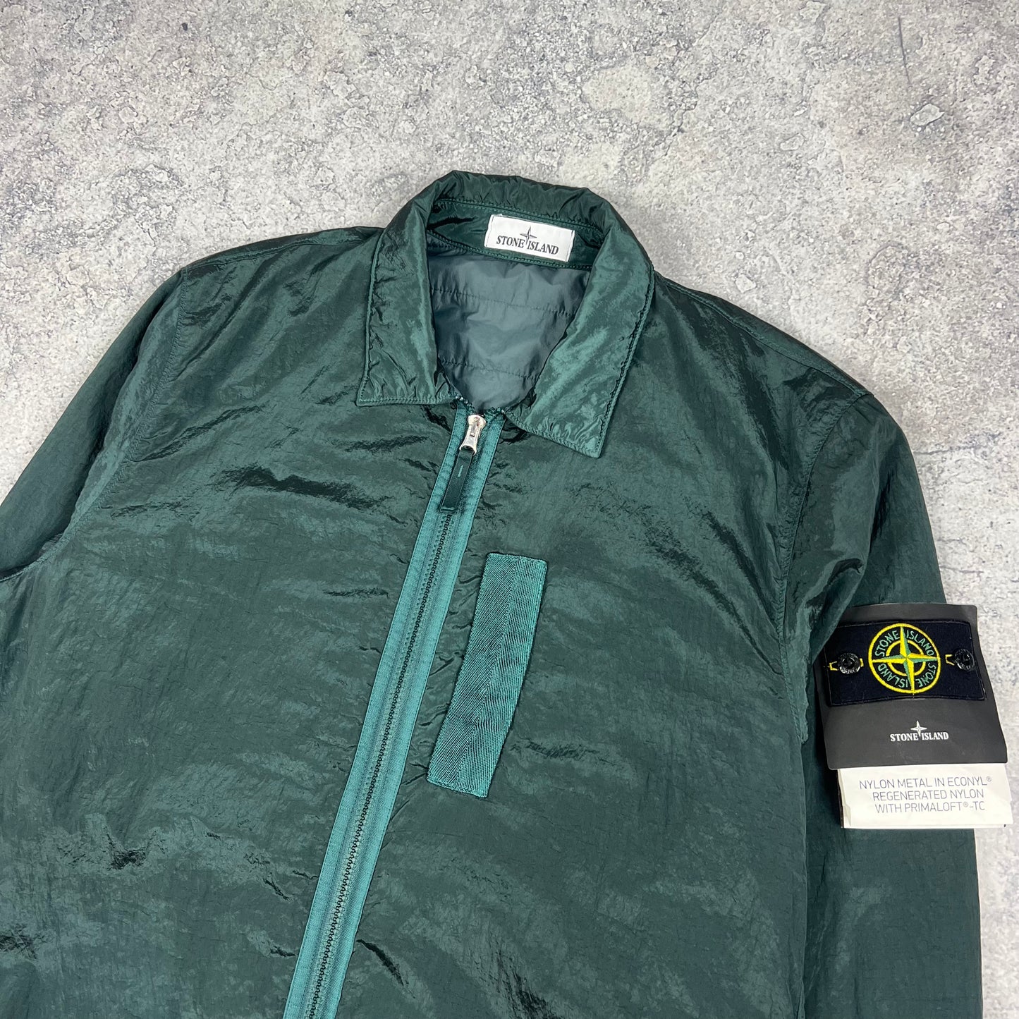 Stone Island Green Nylon Metal Primaloft Jacket Large 24”