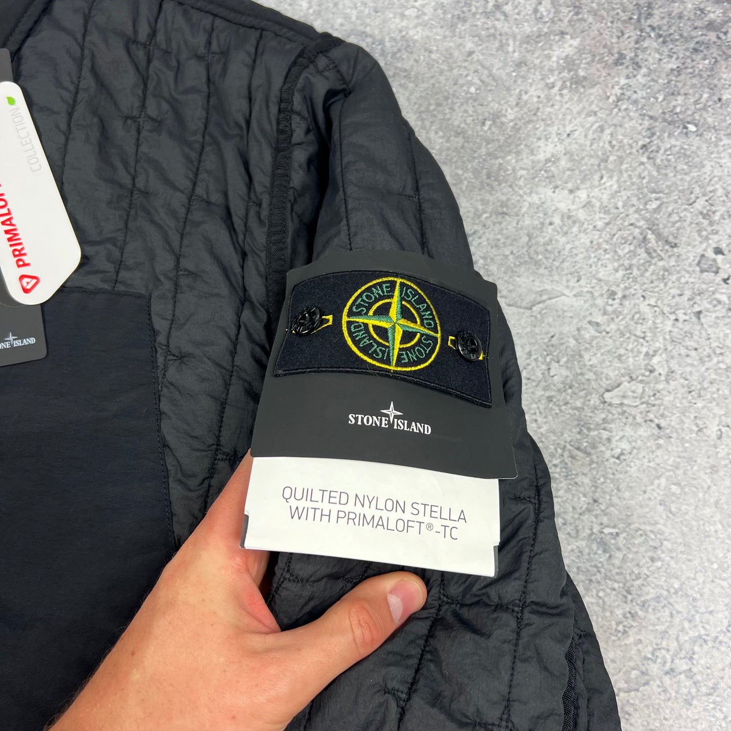 Stone Island Black Quilted Nylon Stella Primaloft Jacket 3XL 27.25” BNWT