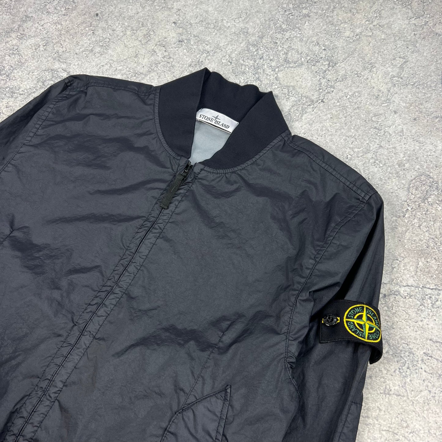 Stone Island Navy Membrana Bomber Jacket Medium 21.25”