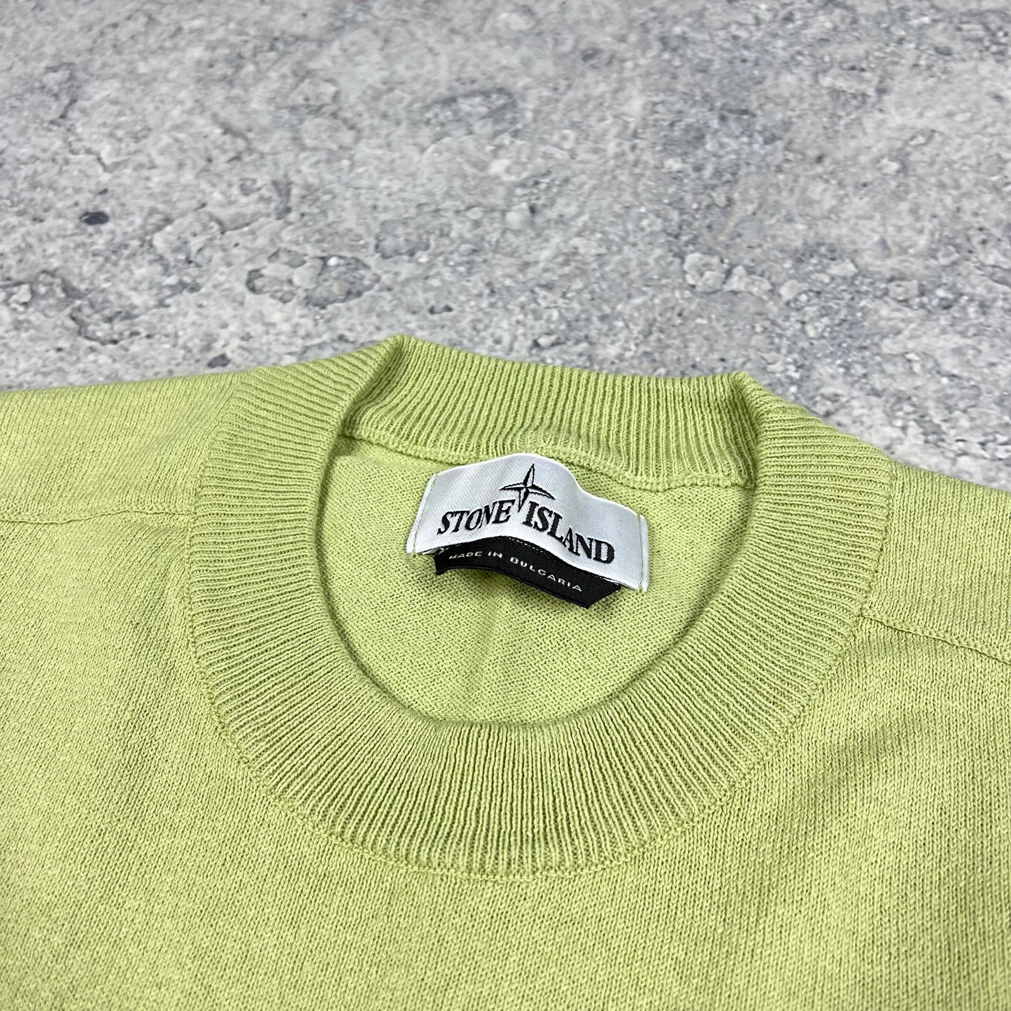 Stone Island Lime Knit Sweatshirt Medium 21”