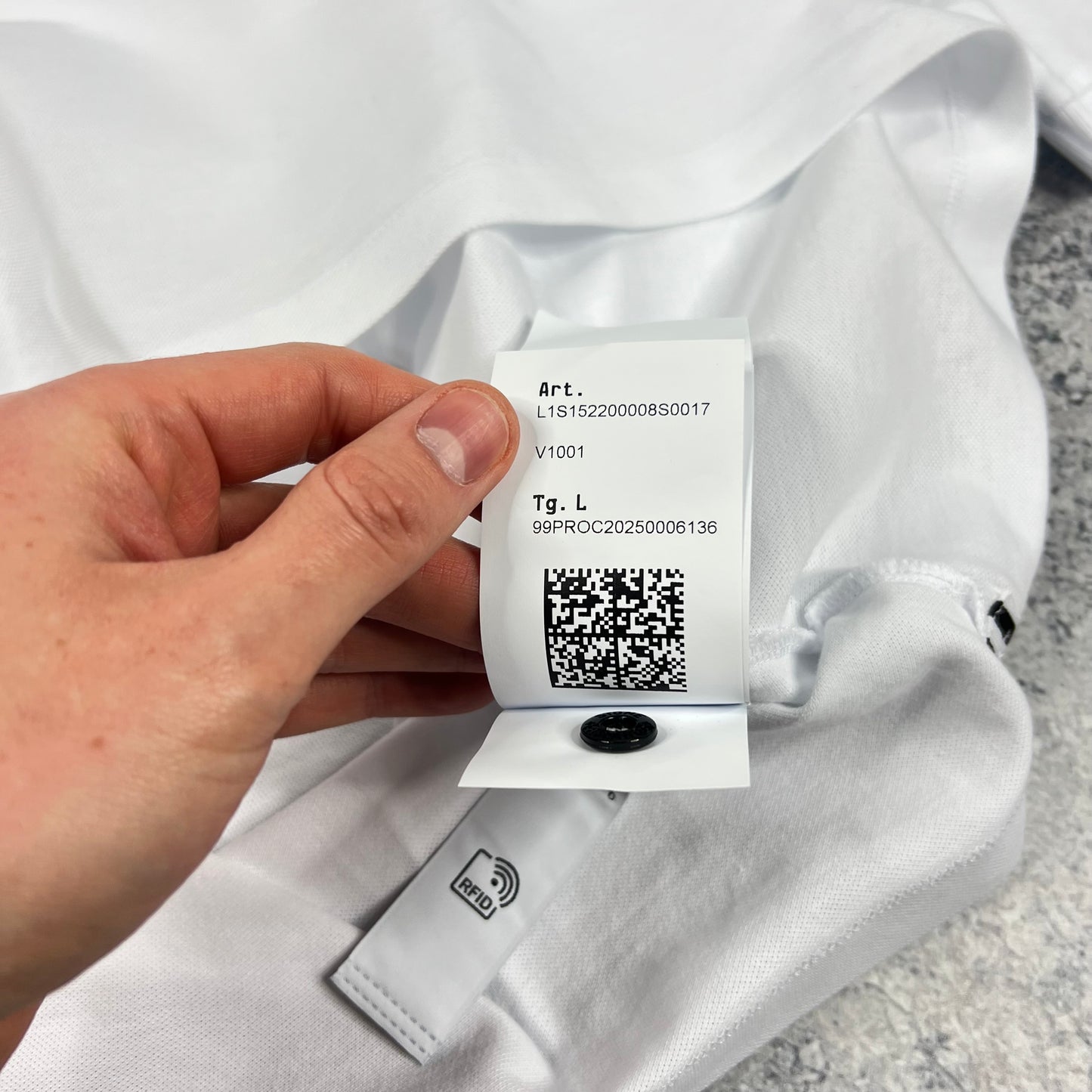 Stone Island White Polo Shirt Large 22.5” BNWT