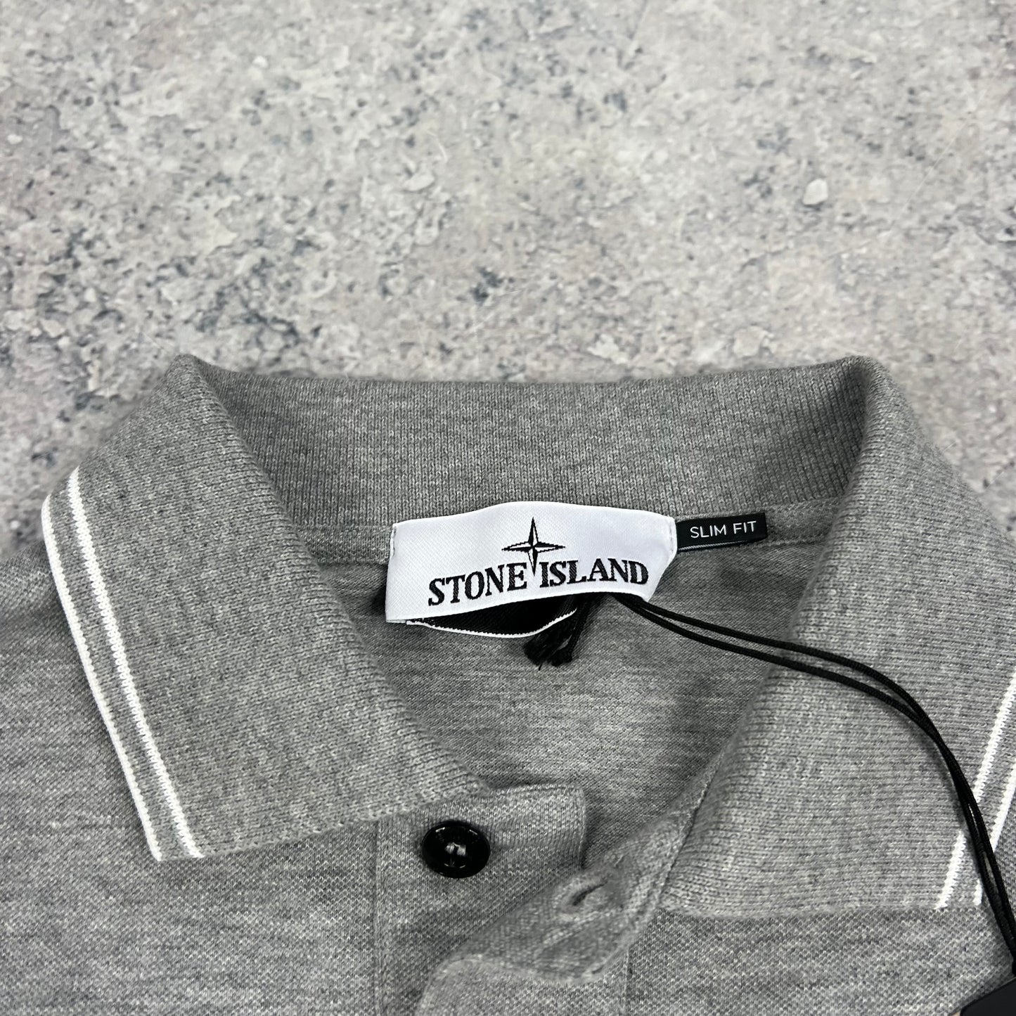 Stone Island Grey L/S Polo Small 19.75” BNWT