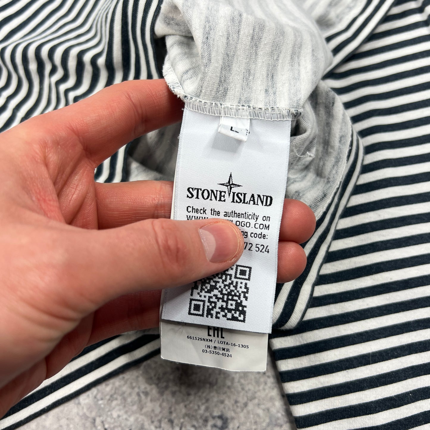 Stone Island Marina Striped L/S T-Shirt Large 22”