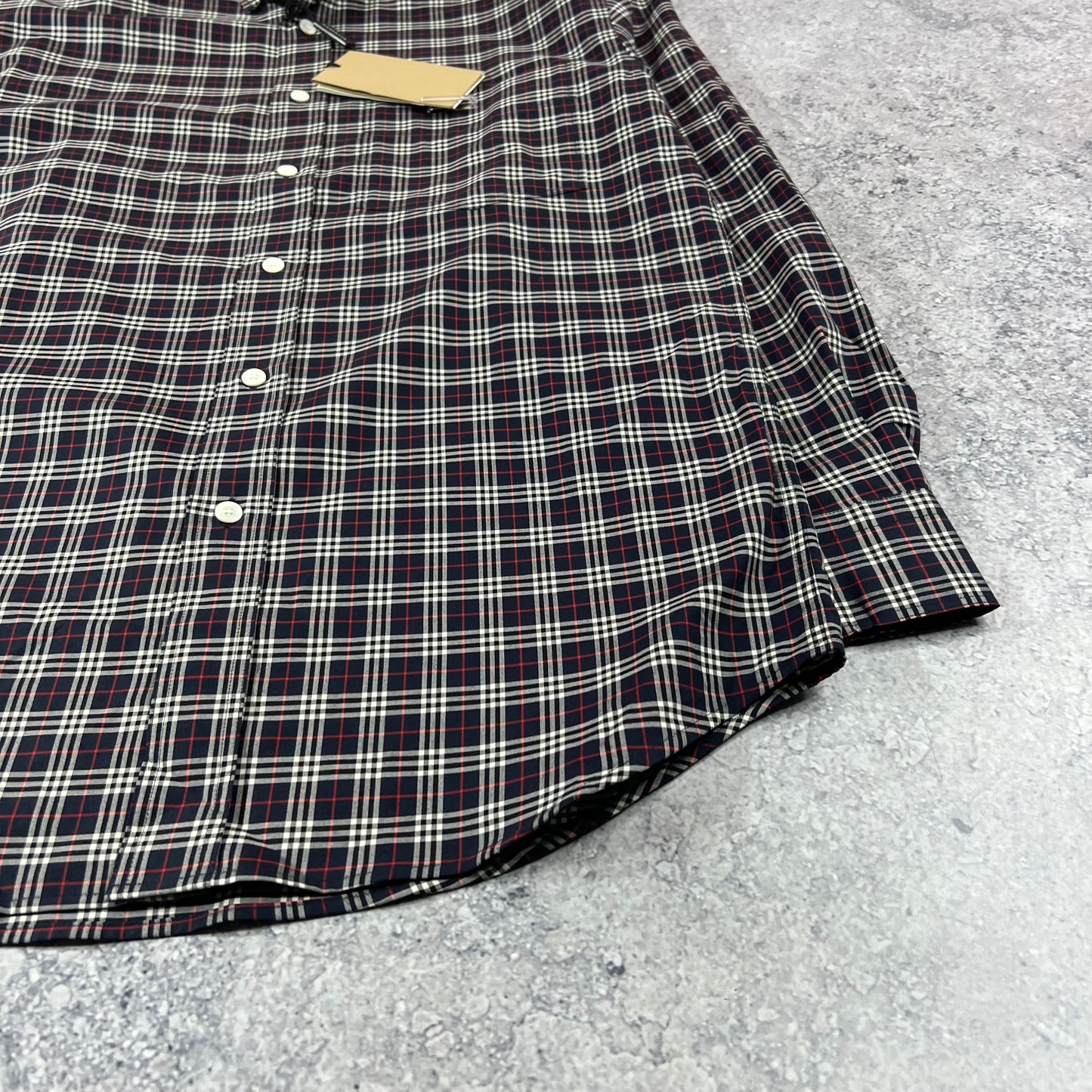 Burberry Navy Check Shirt XS/S 19.75” BNWT