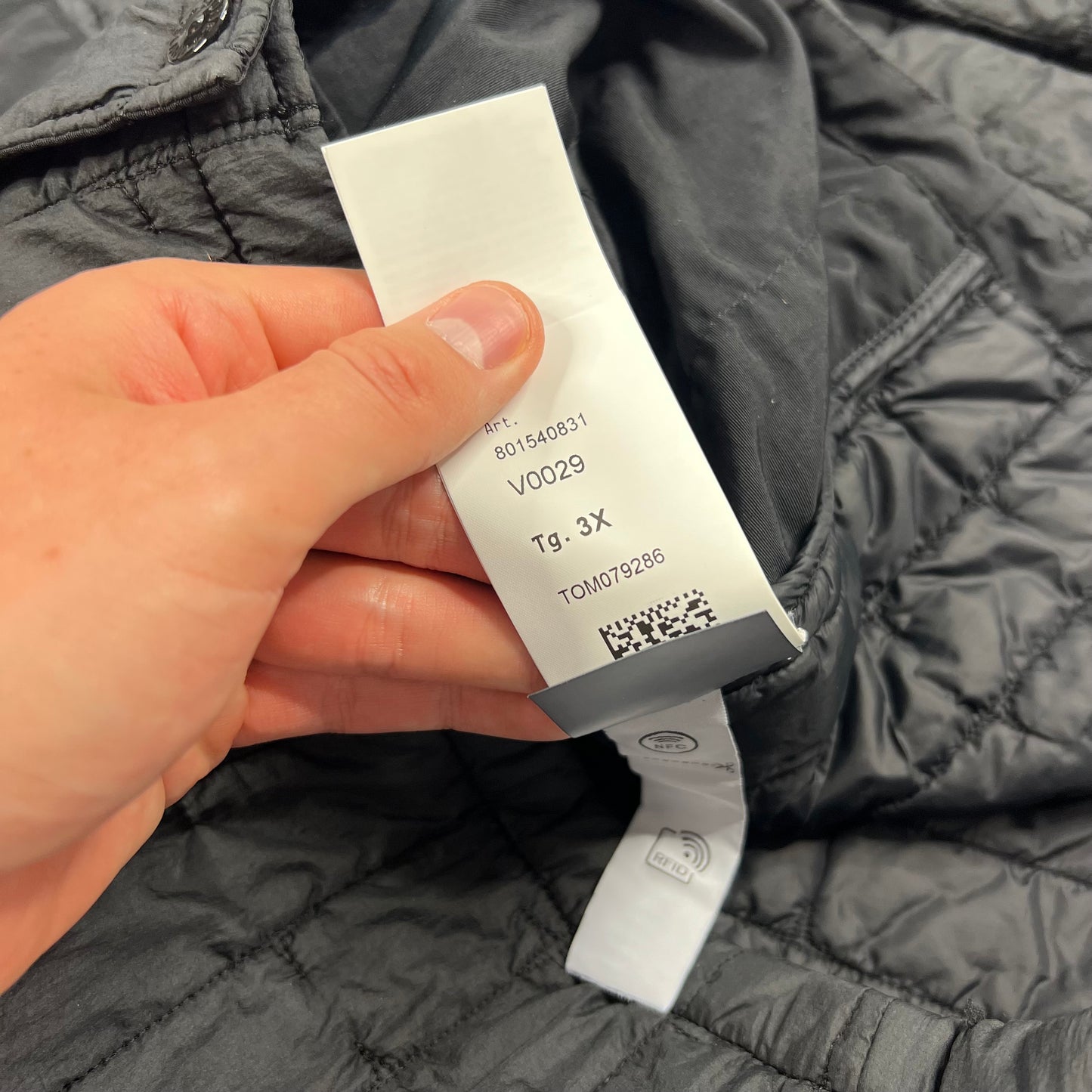 Stone Island Black Quilted Nylon Stella Primaloft Jacket 3XL 27.25” BNWT