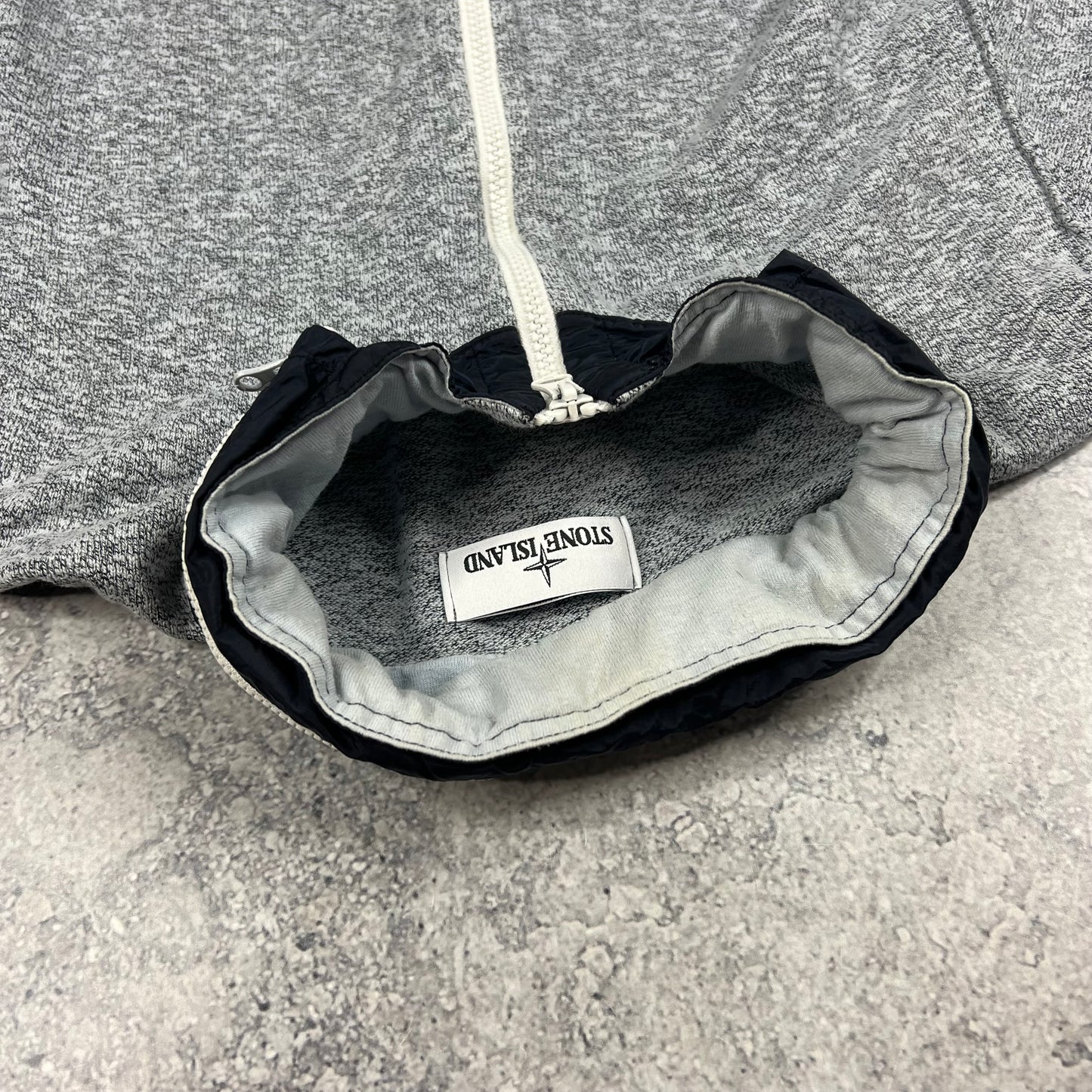 Stone Island Blue Full Zip Hooded Knit Sweatshirt XL 21.5”