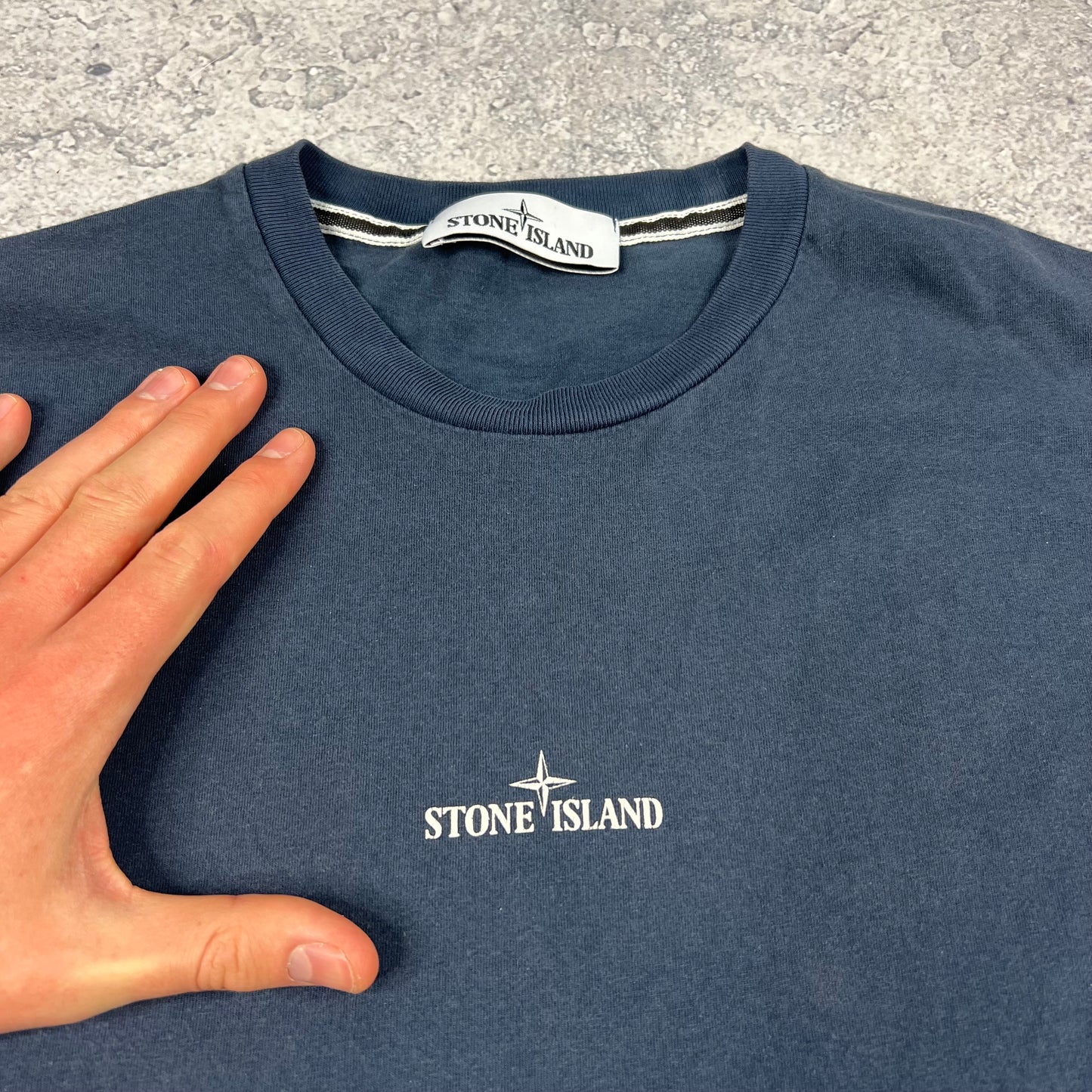 Stone Island Blue Logo T-Shirt Small 18.5”