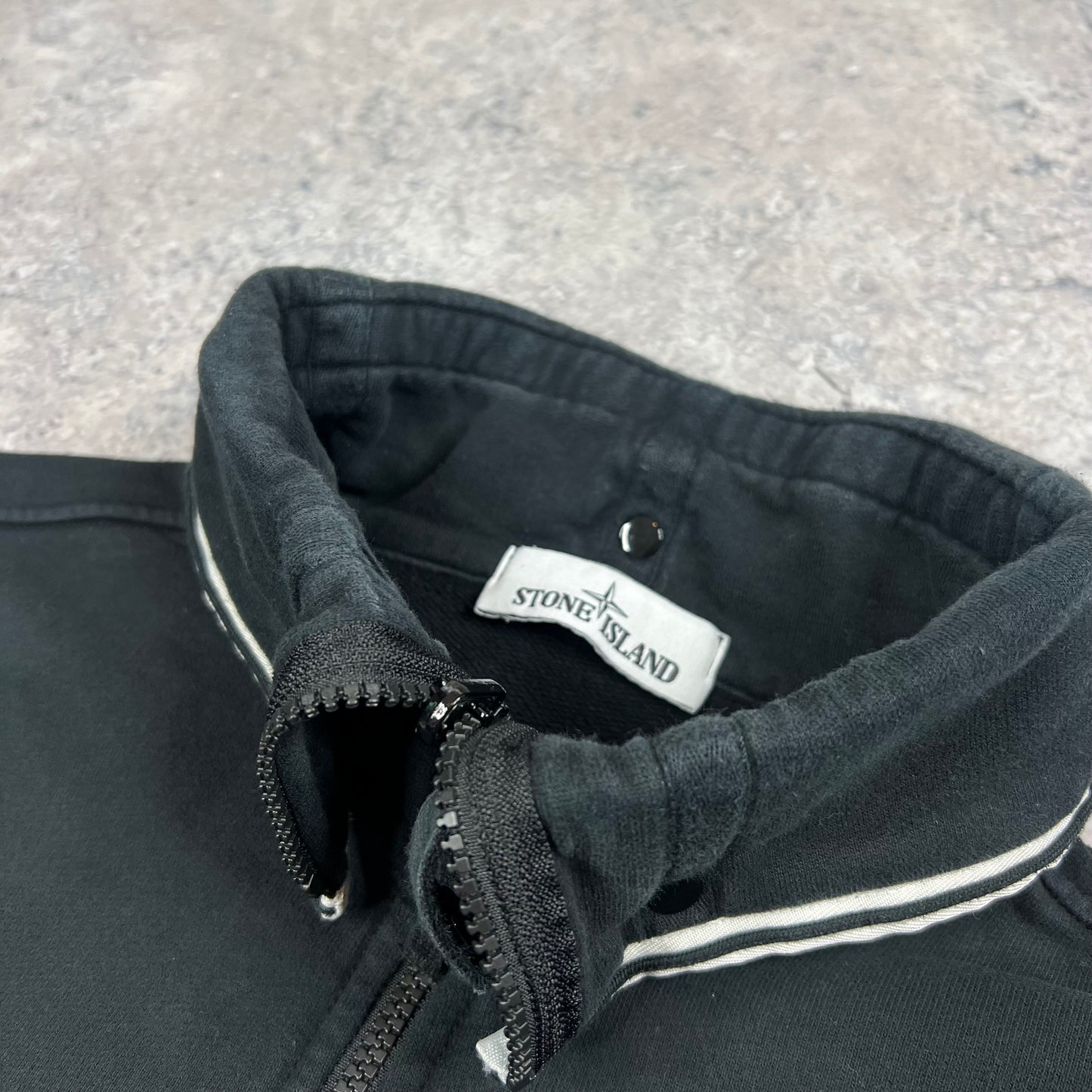Stone Island Black Quarter Zip Sweatshirt Medium 22”