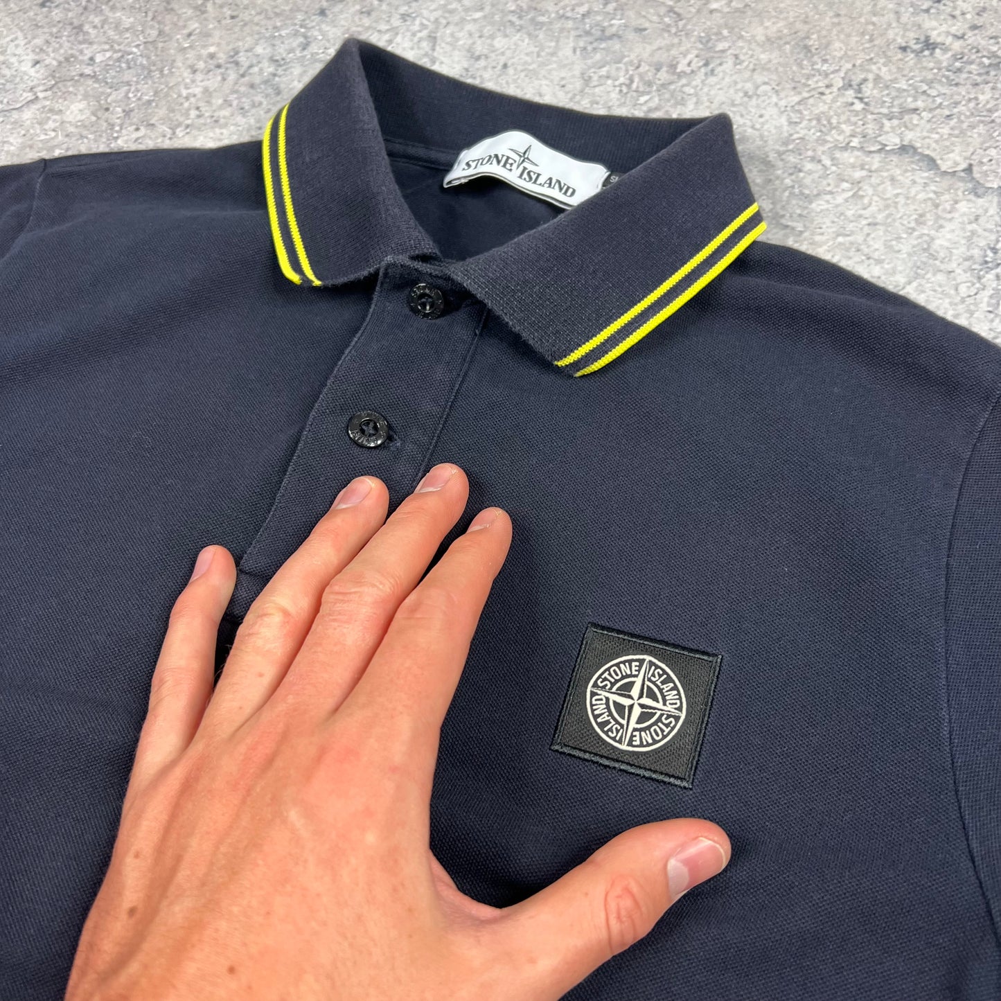 Stone Island Navy Polo Shirt Medium Slim Fit 19”