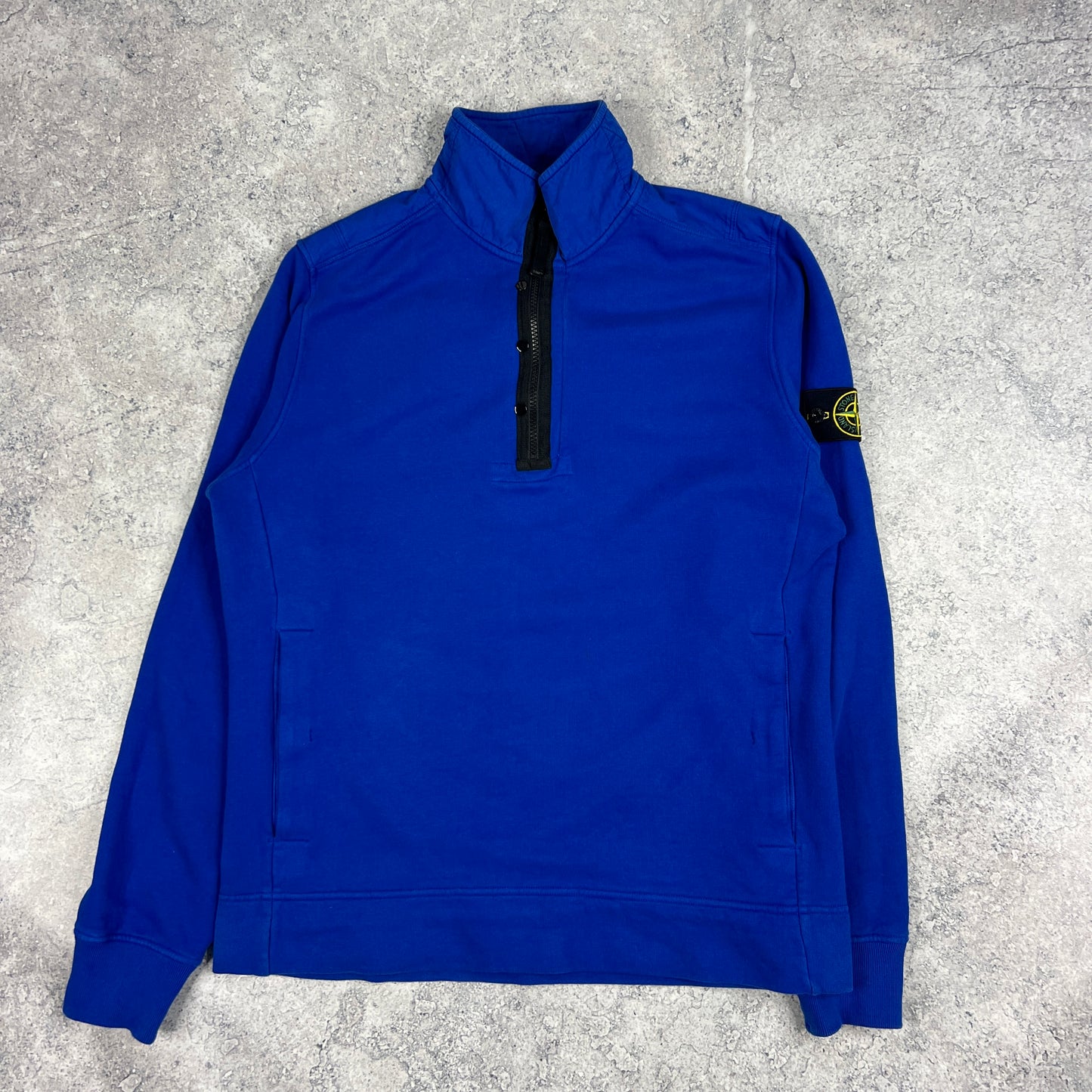 Stone Island Blue Q Zip Sweatshirt Large 23”