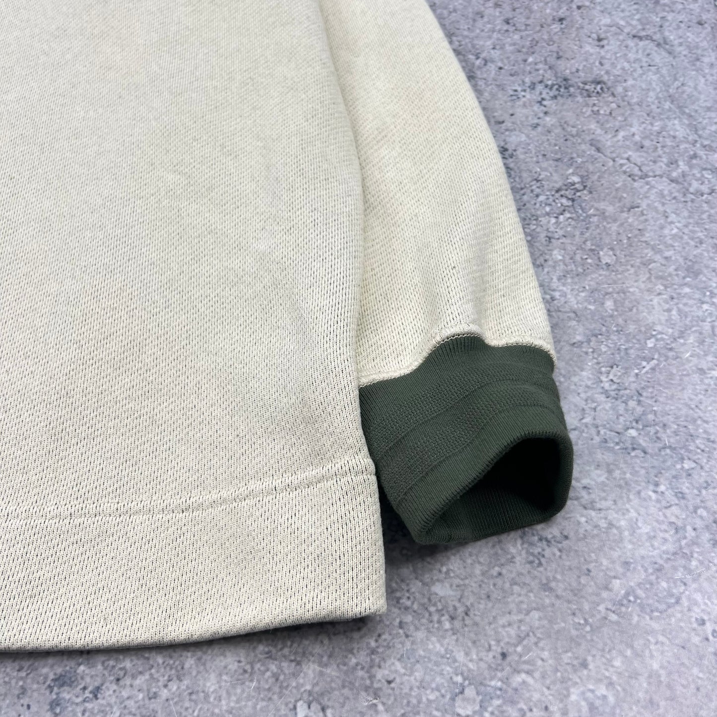 Stone Island Cream/Green Embroidered Logo Sweatshirt Large 23.5”