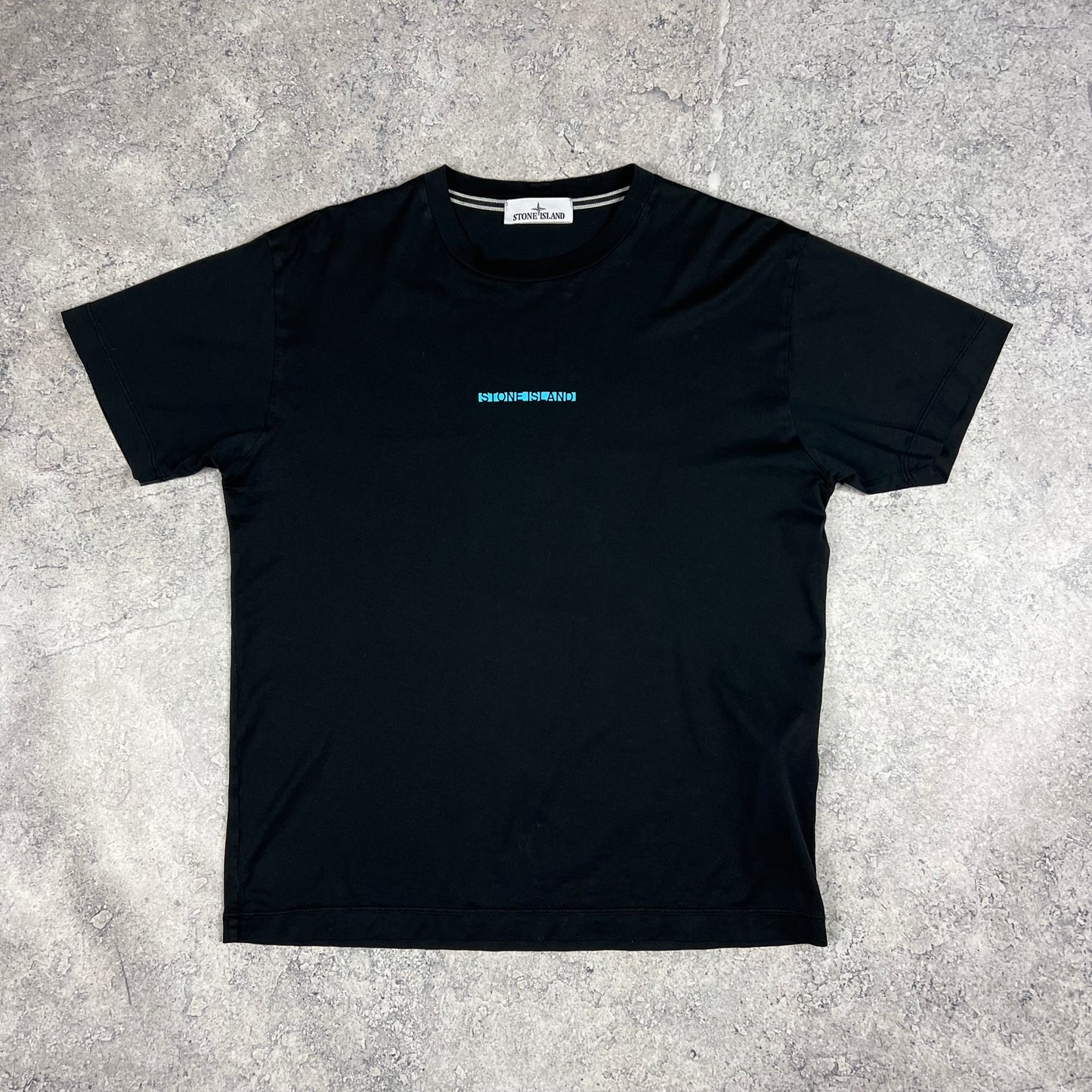 Stone Island Black/Blue Logo T-Shirt Large 21.75”