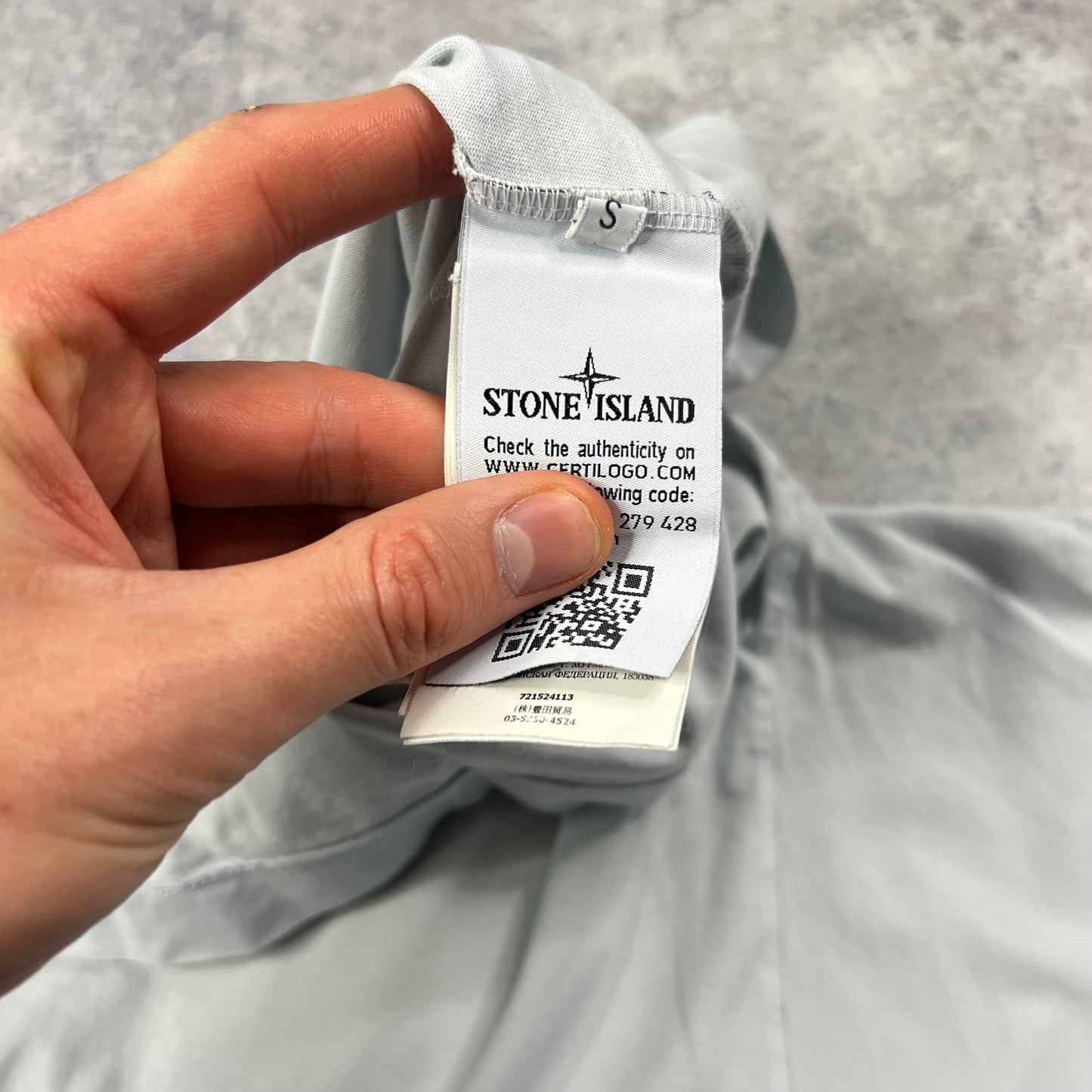 Stone Island Ice Blue Patch T-Shirt Small 19”