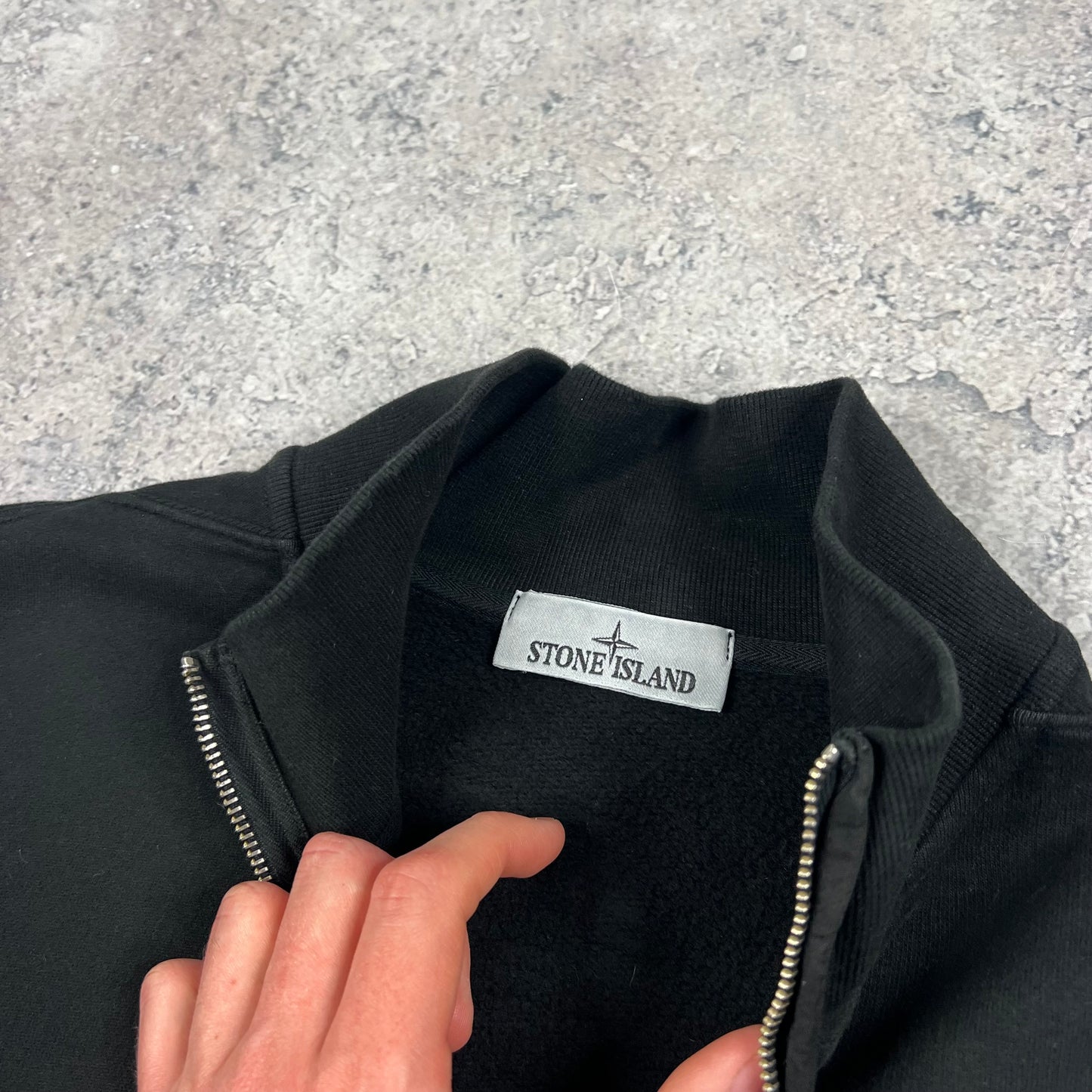 Stone Island Black Quarter Zip Sweatshirt XL 24”