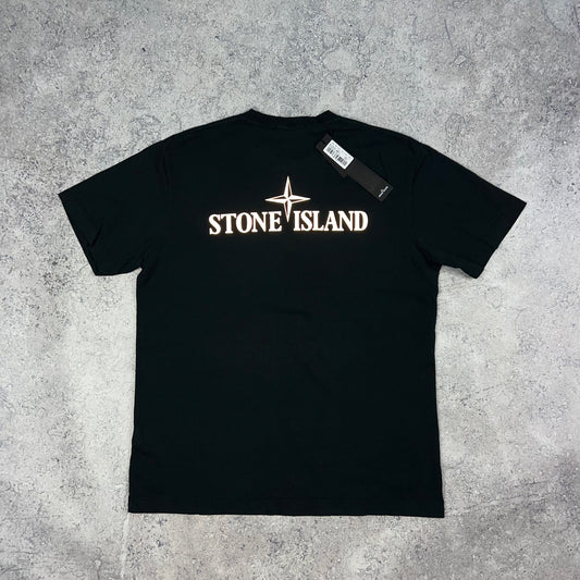 Stone Island Black Reflective Logo T-Shirt Large 21” BNWT