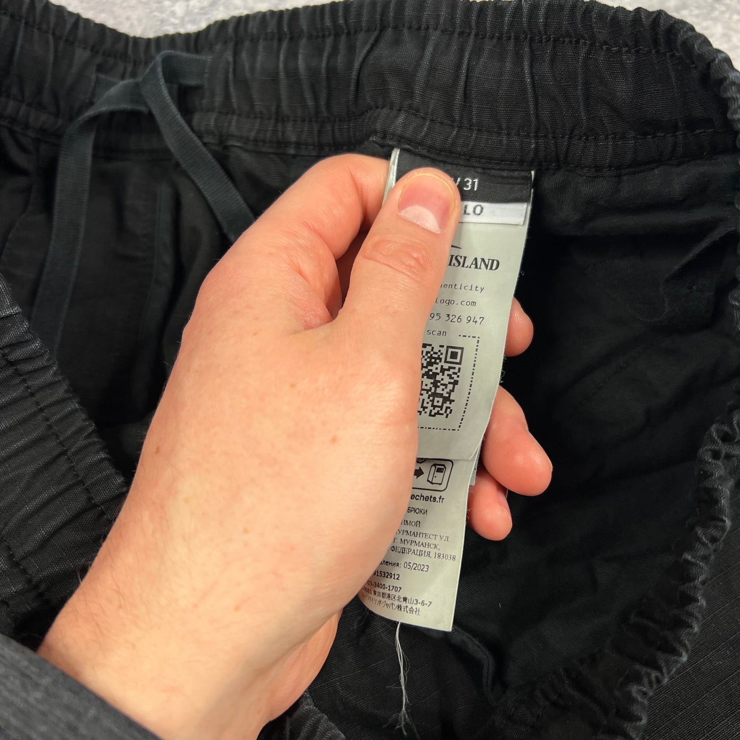 Stone Island Black Ripstop Loose Cargo Trousers W31”