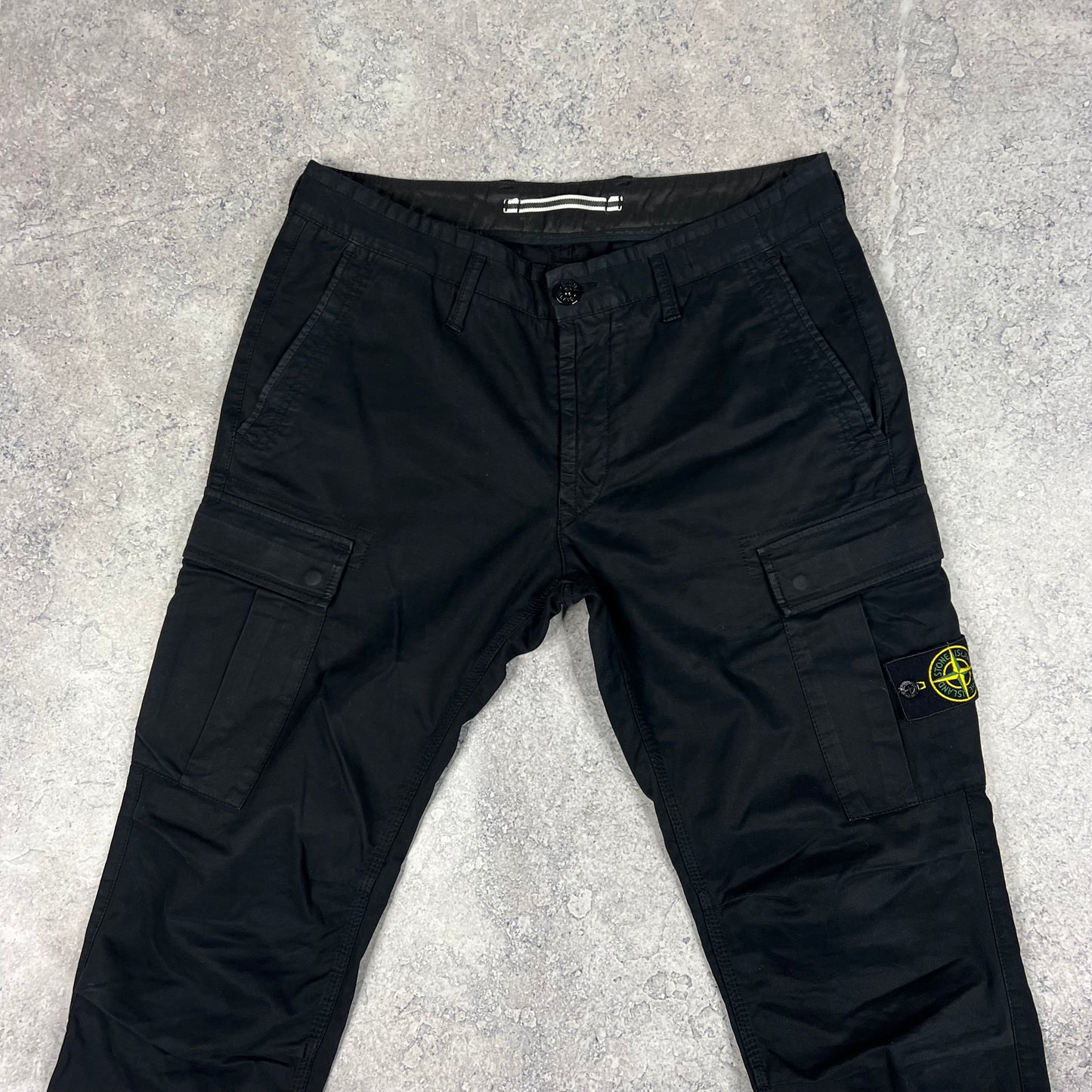 Stone Island Black Slim Cargo Trousers W32”