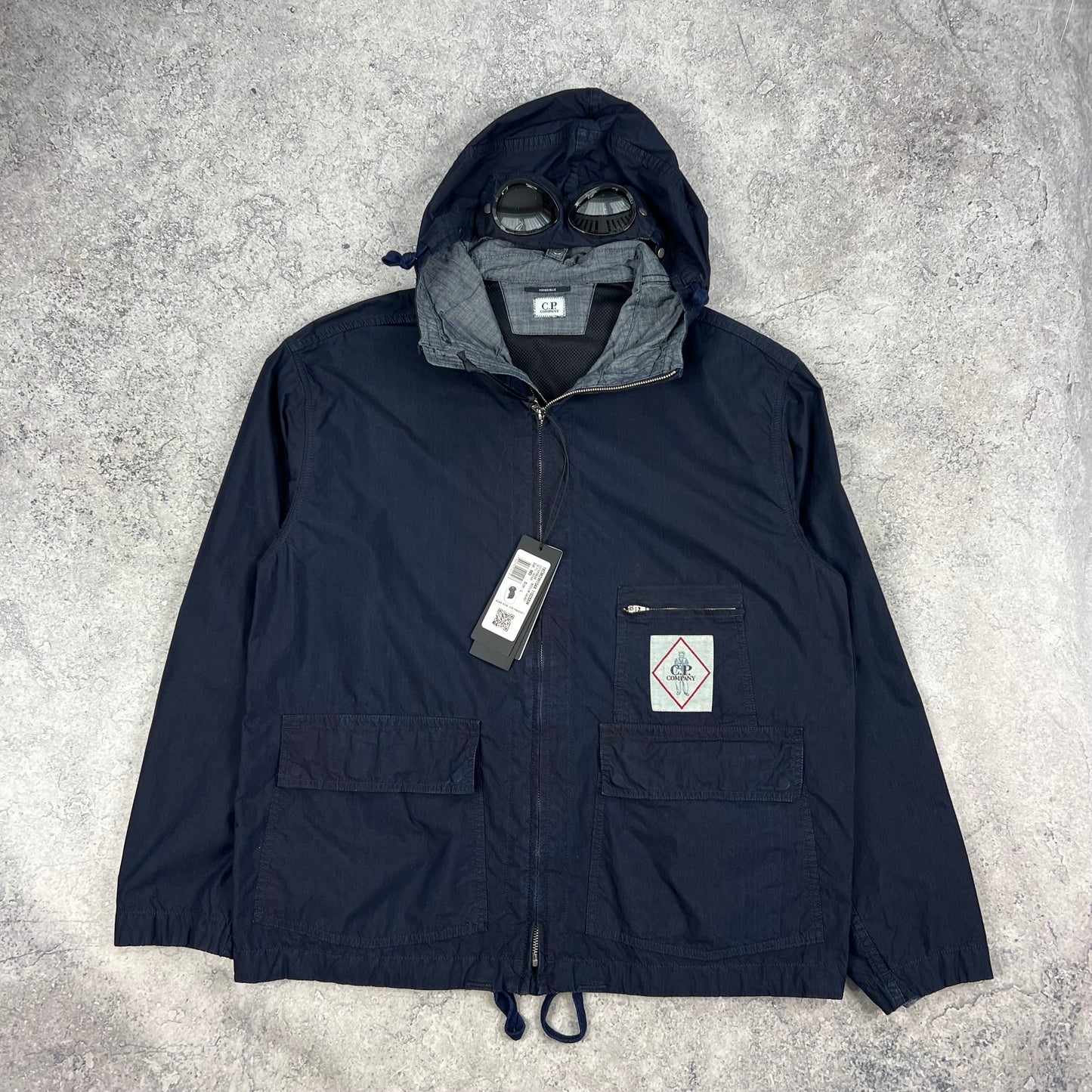 CP Company Navy Indigo Goggle Jacket Large 24” BNWT