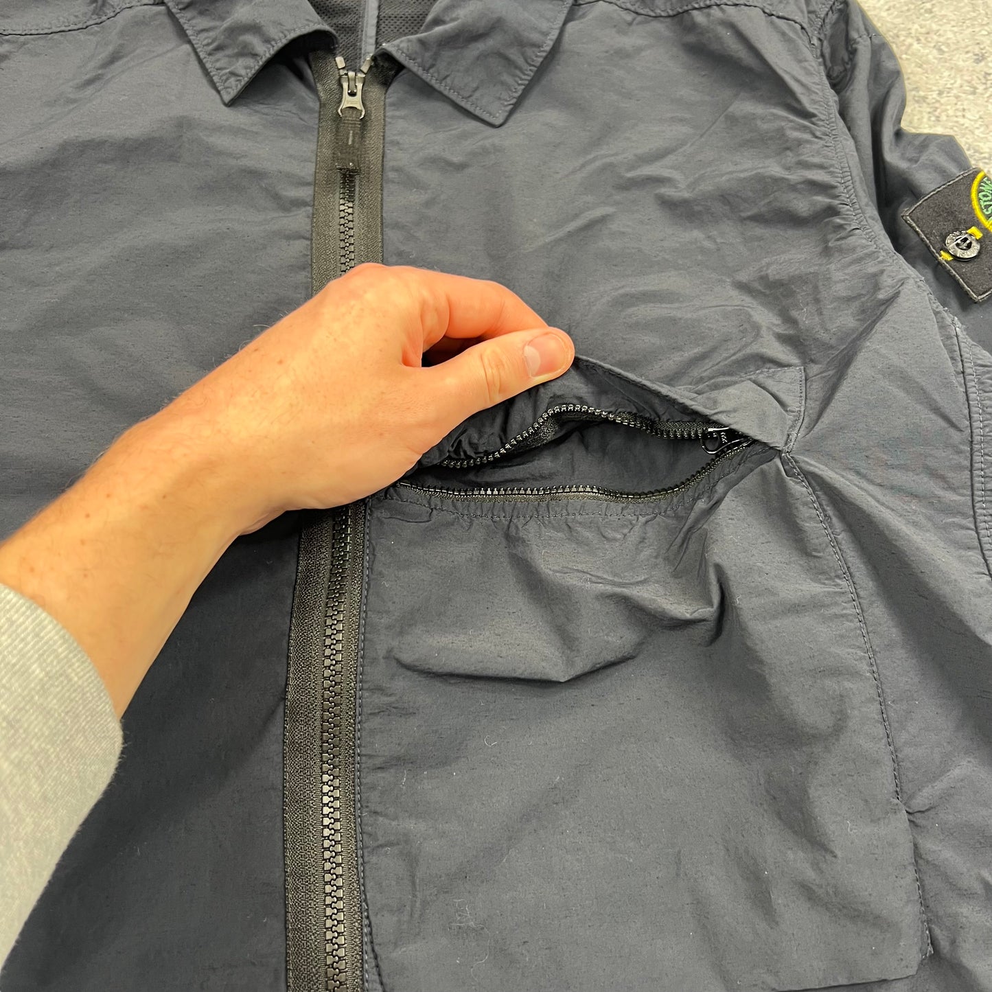 Stone Island Navy Naslan Overshirt Large 23”