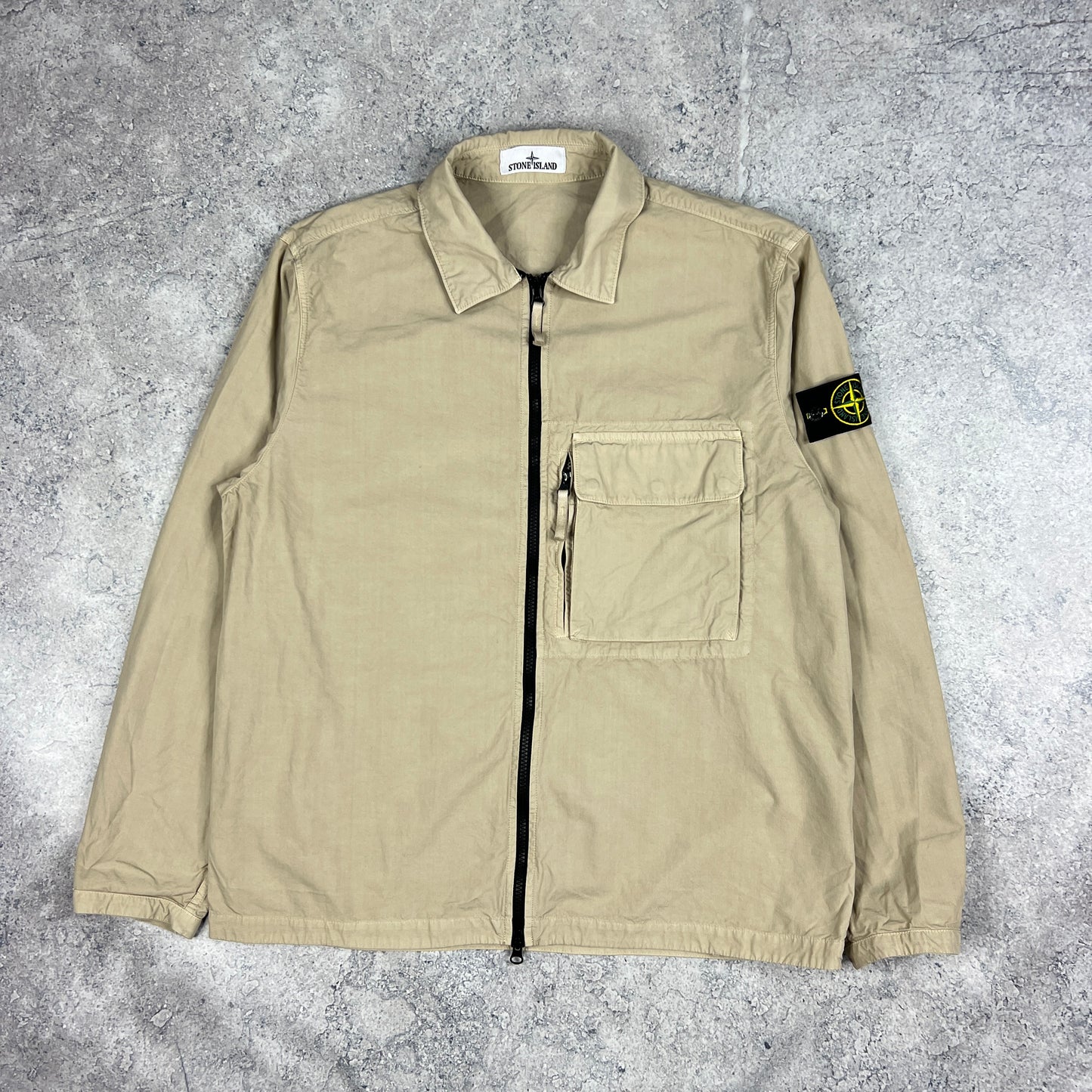 Stone Island Beige Cotton Overshirt Large 23.5”