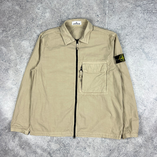 Stone Island Beige Cotton Overshirt Large 23.5”