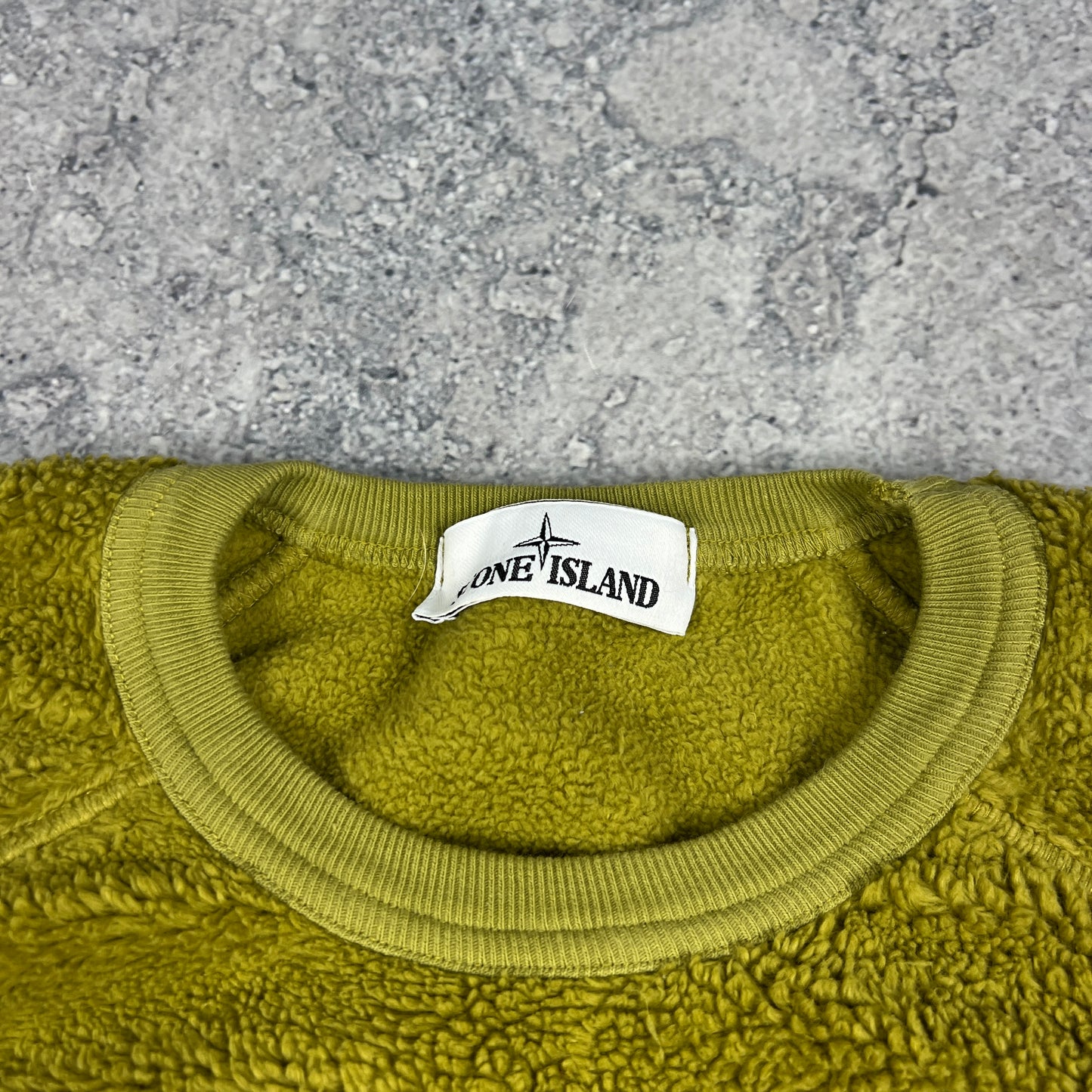 Stone Island Mustard Teddy Fleece Pullover Small 21.75”