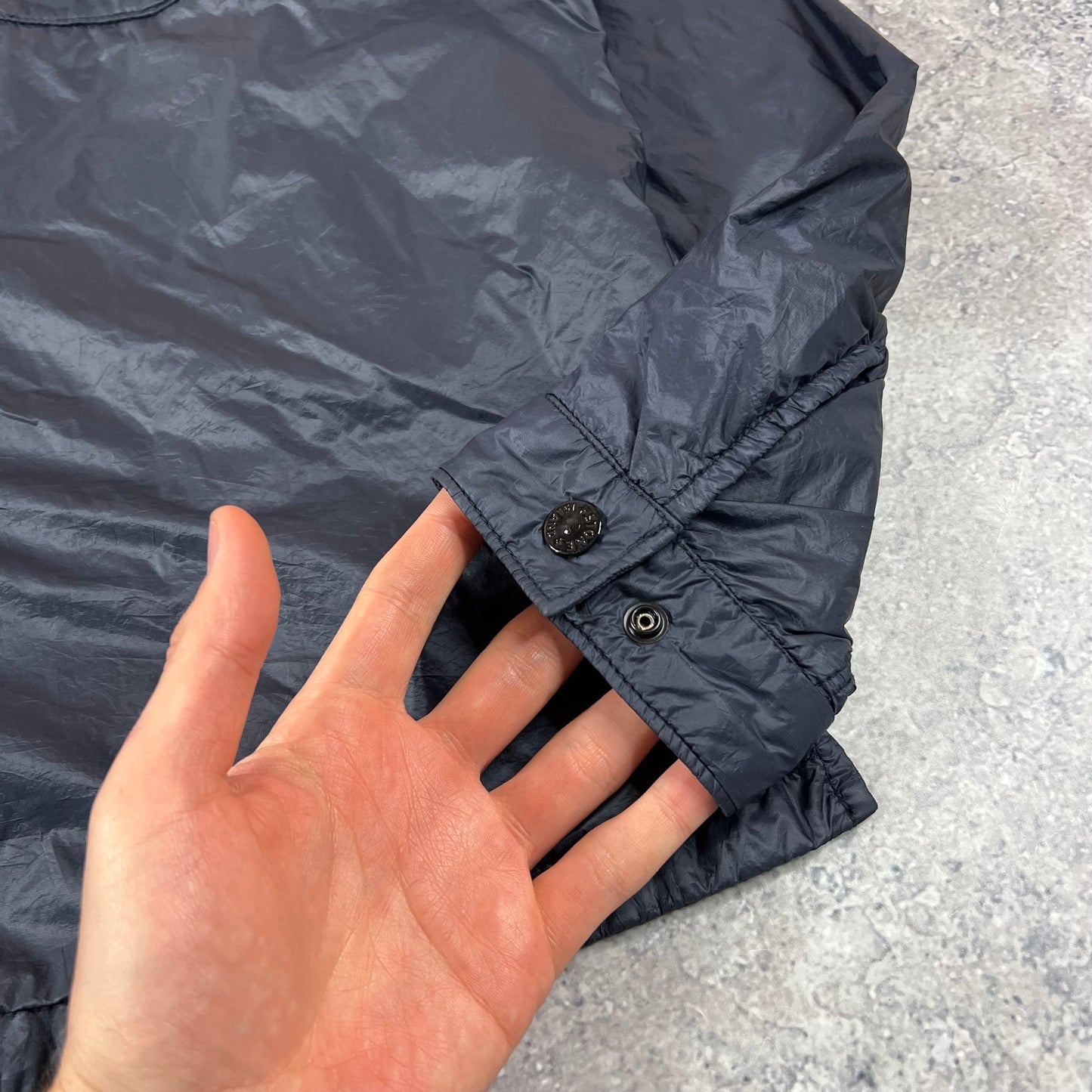Stone Island Navy Micro Yarn Coach Jacket Large 23.5”