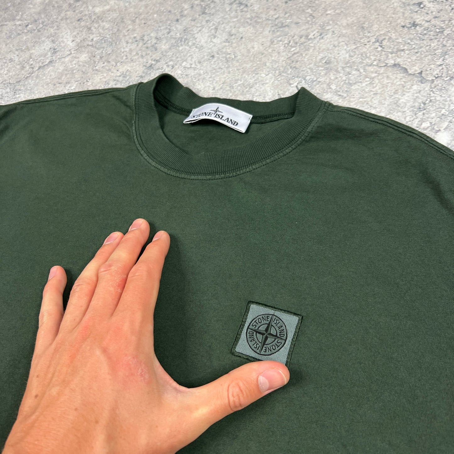 Stone Island Green Oversized Patch T-Shirt Medium 22.5”