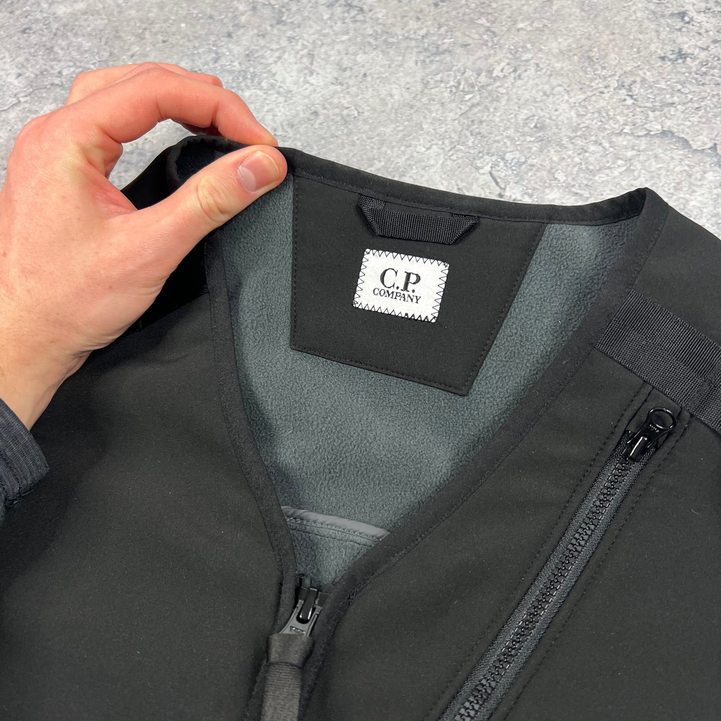 CP Company Black Softshell Lens Vest 48- Medium 21.5”