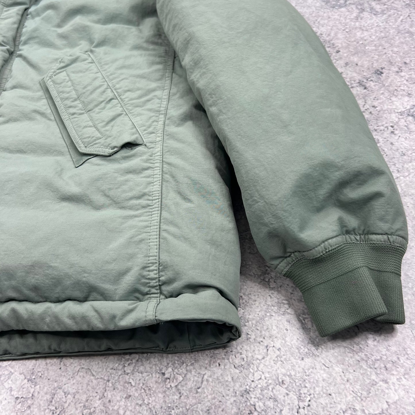 Stone Island Green Opaque Nylon Twill Down Jacket Large 26.5”