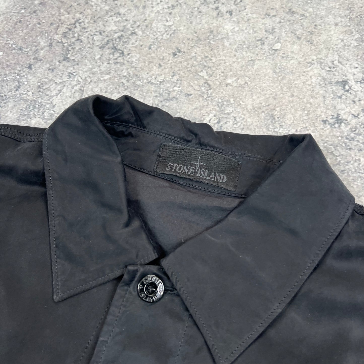 Stone Island Black Ghost Cupro Satin Overshirt Large 24”