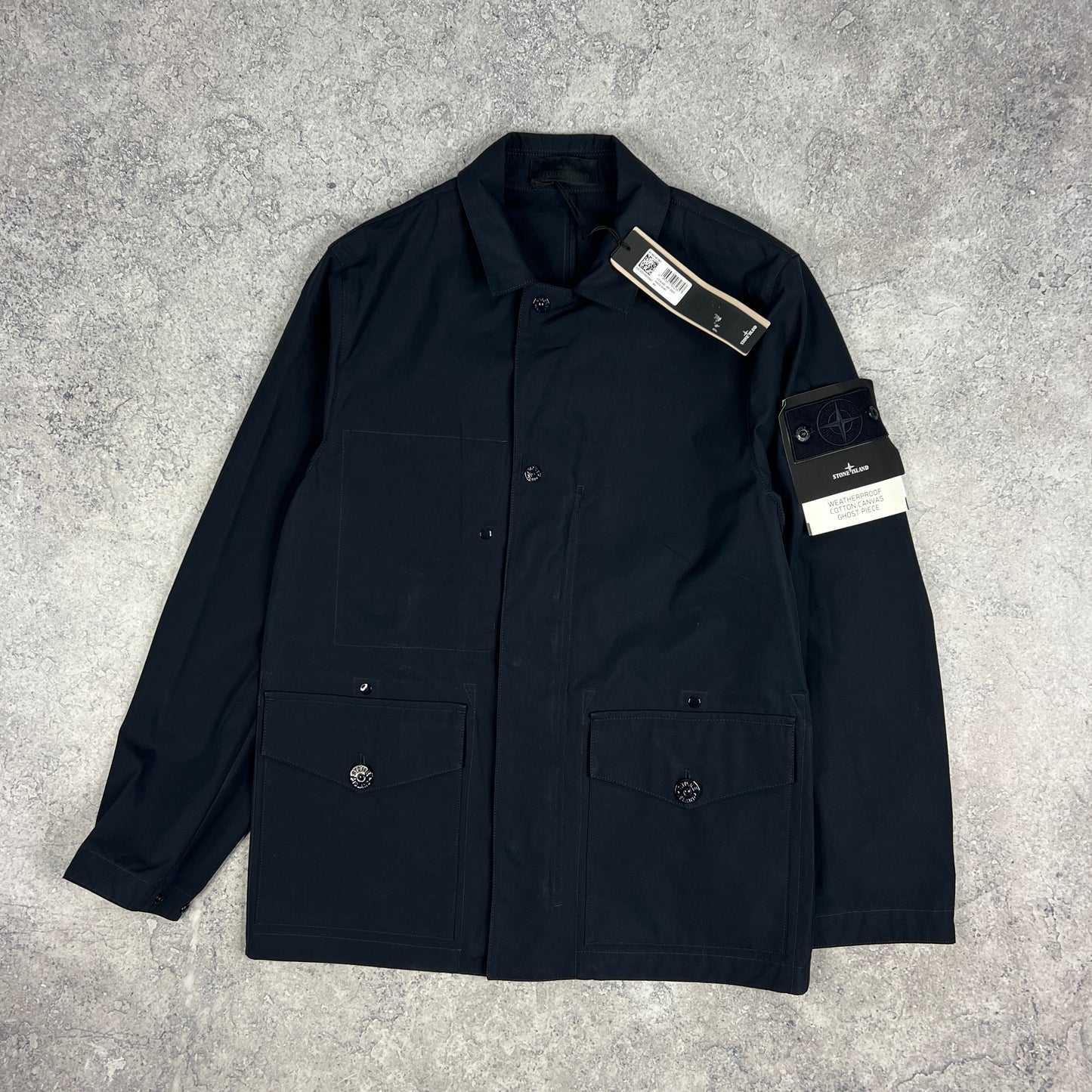 Stone Island Navy Ghost Weatherproof Cotton Jacket Small 20.5” BNWT