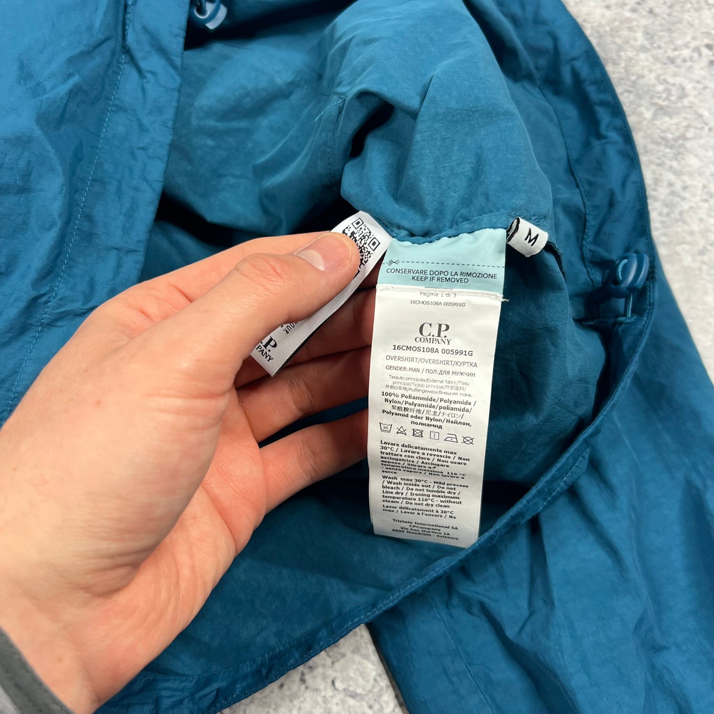 CP Company Blue Flatt Nylon Overshirt Medium 21.5”