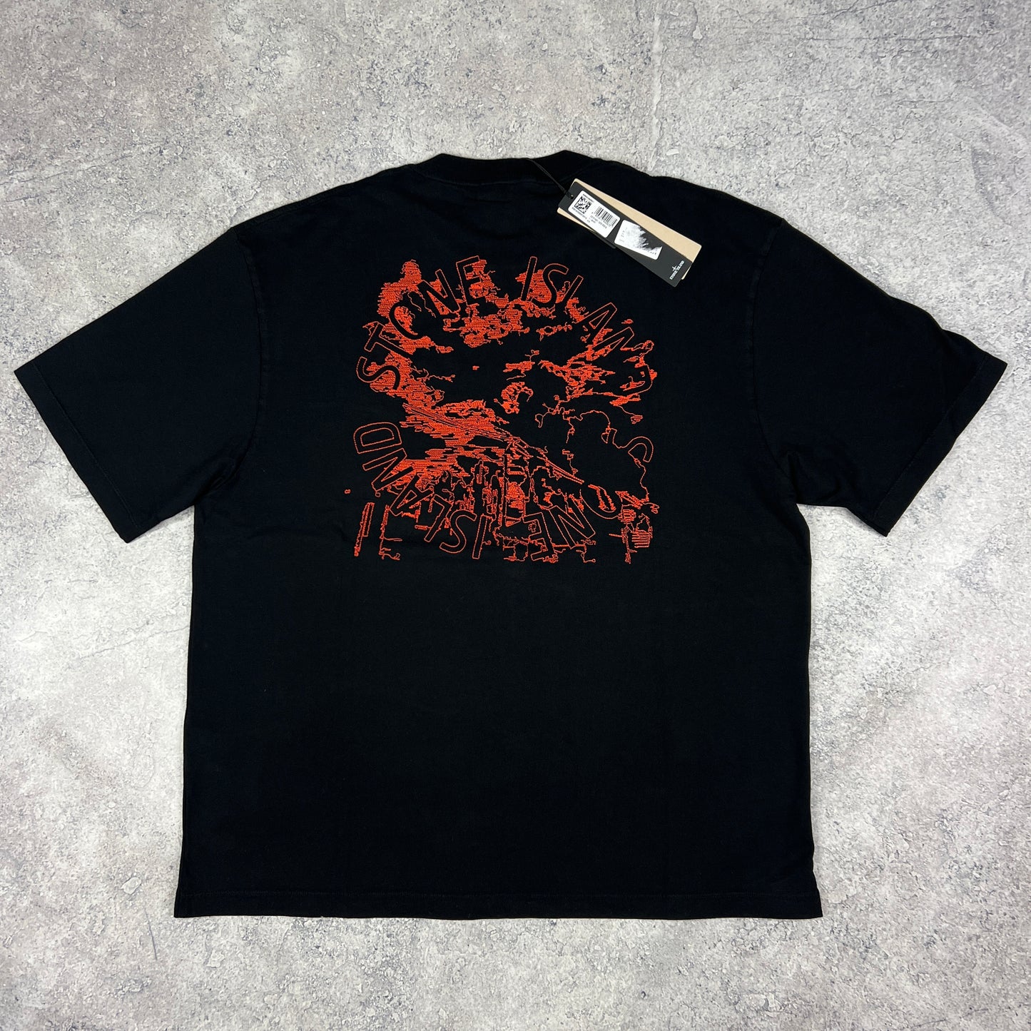 Stone Island Black/Red Stitch Logo T-Shirt XL 25” BNWT