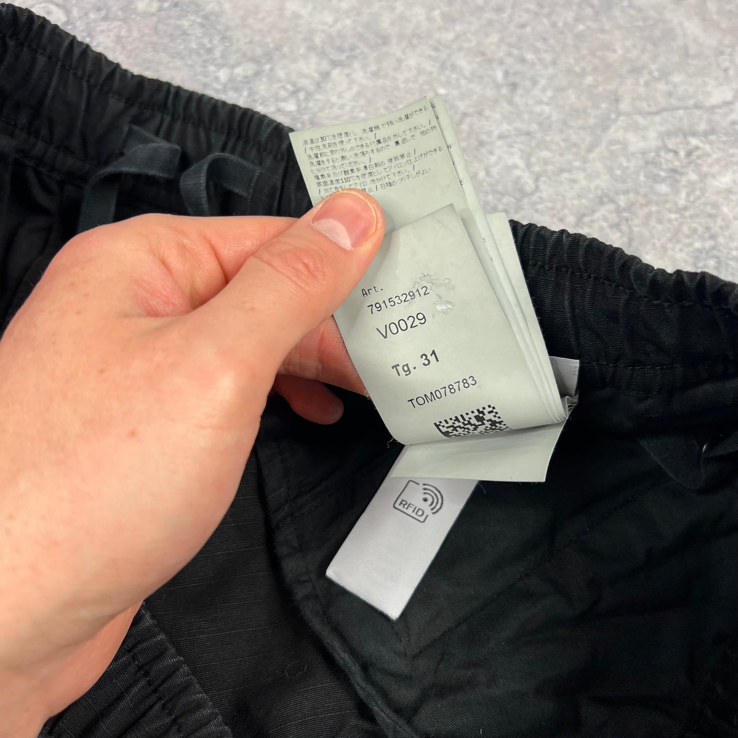 Stone Island Black Ripstop Loose Cargo Trousers W31”