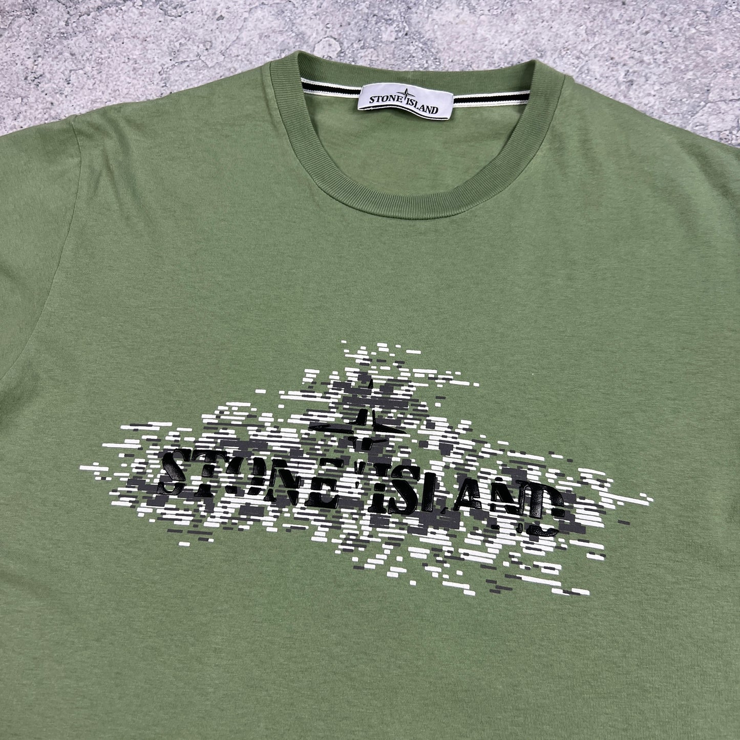 Stone Island Green Institutional Logo T-Shirt Small 19.25”