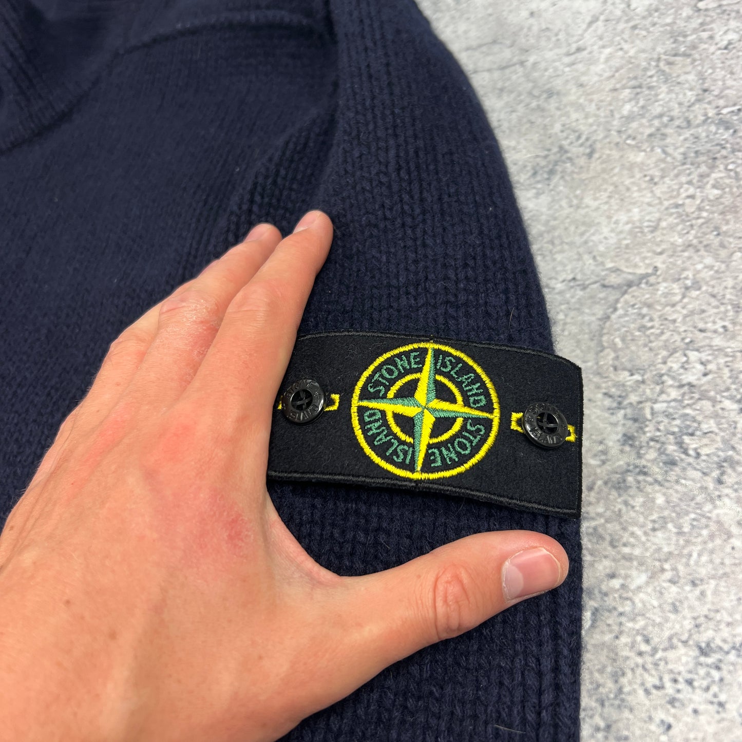 Stone Island Navy Chunky Q Zip Knit 3XL 25”