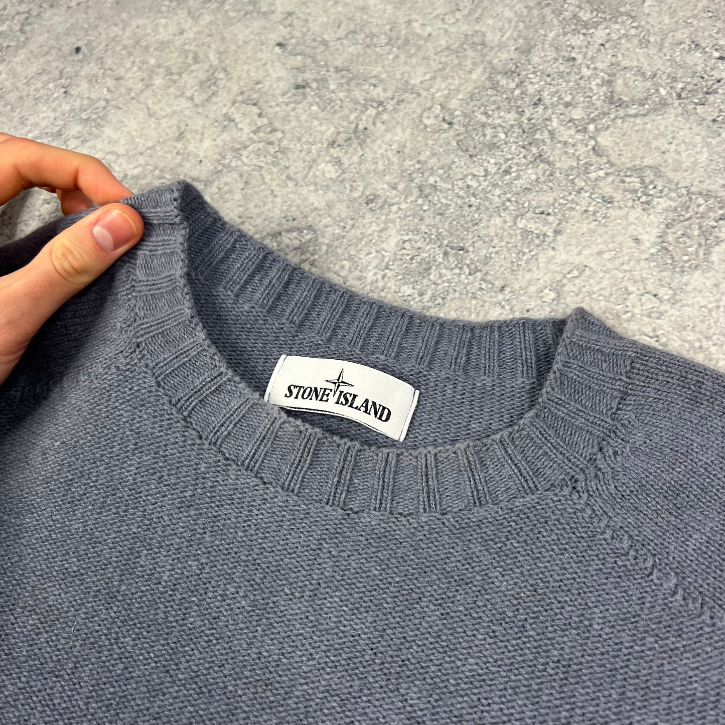 Stone Island Blue Knit Sweatshirt Medium 21”