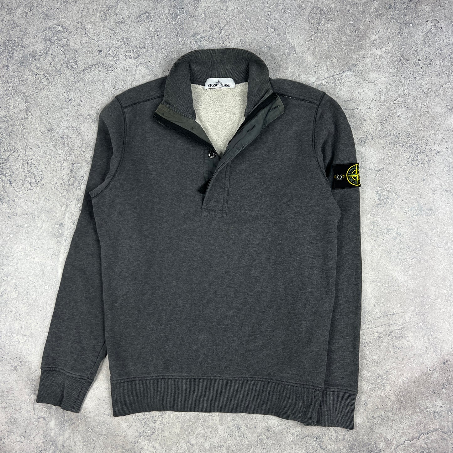 Stone Island Dark Grey Q Zip Sweatshirt Small 20.25”
