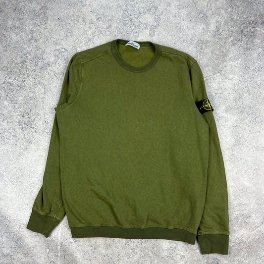 Stone Island Khaki Garment Dyed Sweatshirt XL 23.75”
