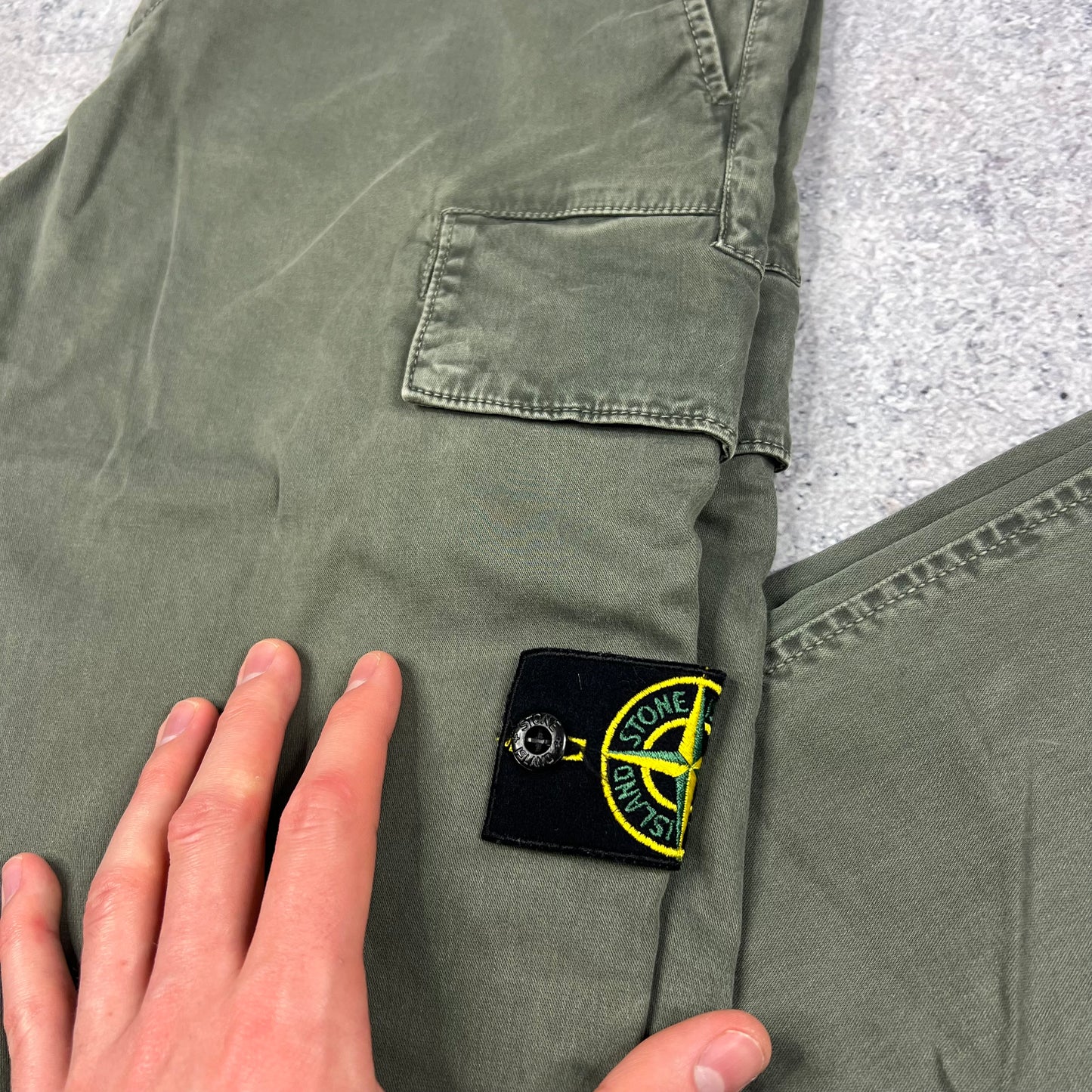 Stone Island Green Skinny Cargo Trousers W32”