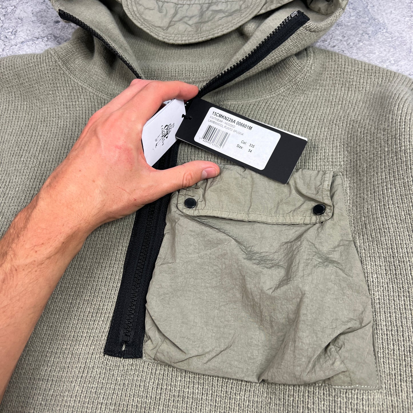 CP Company Green HZ Hooded Lens Knit Size 54- XXL 24.5” BNWT