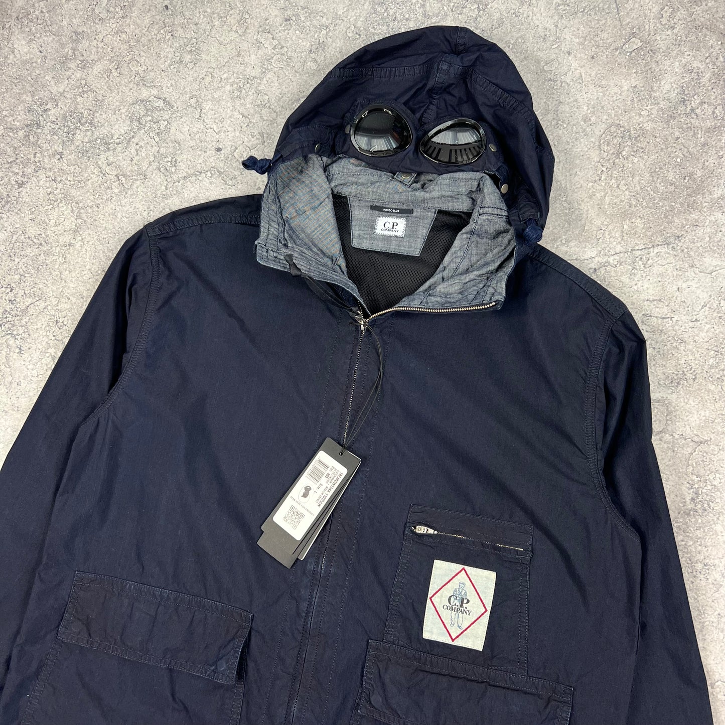CP Company Navy Indigo Goggle Jacket Large 24” BNWT