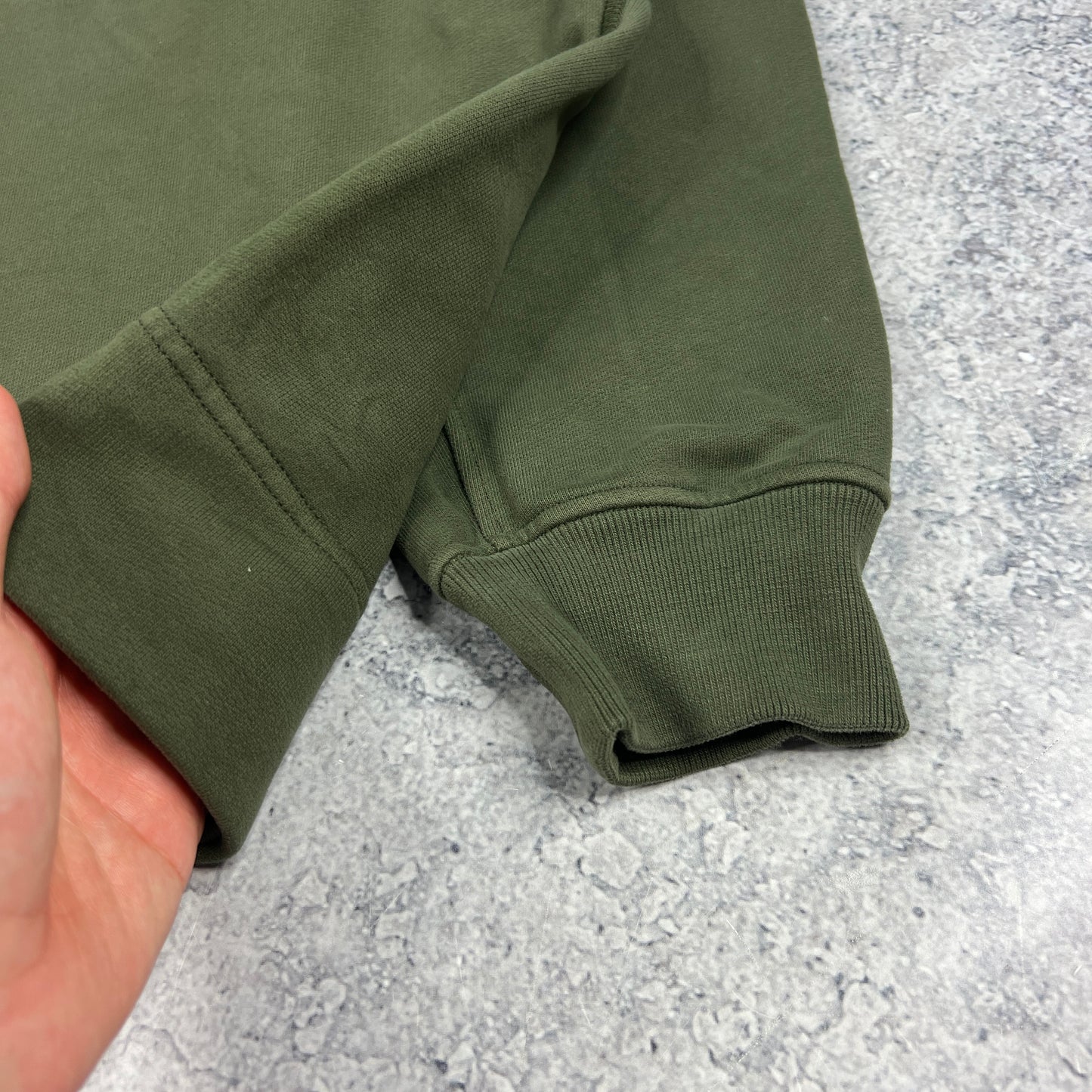 Stone Island Khaki Letter Logo Q Zip Sweatshirt Small (Fits M/L) 23.25”