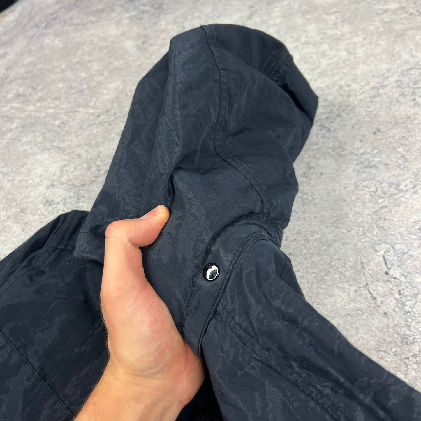 Stone Island Navy Cotton/Nylon Shimmer Hooded Overshirt XL 23.5”