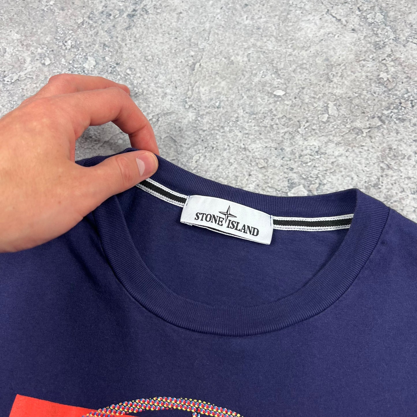 Stone Island Blue/Purple Tricromia T-Shirt Large 20.75”