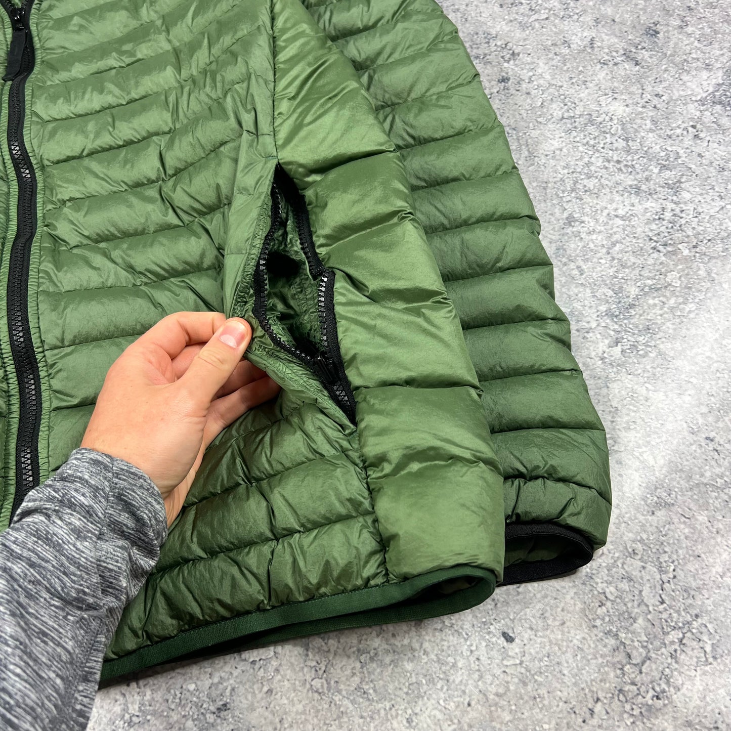 Stone Island Green Loom Woven Down Jacket Large 23”