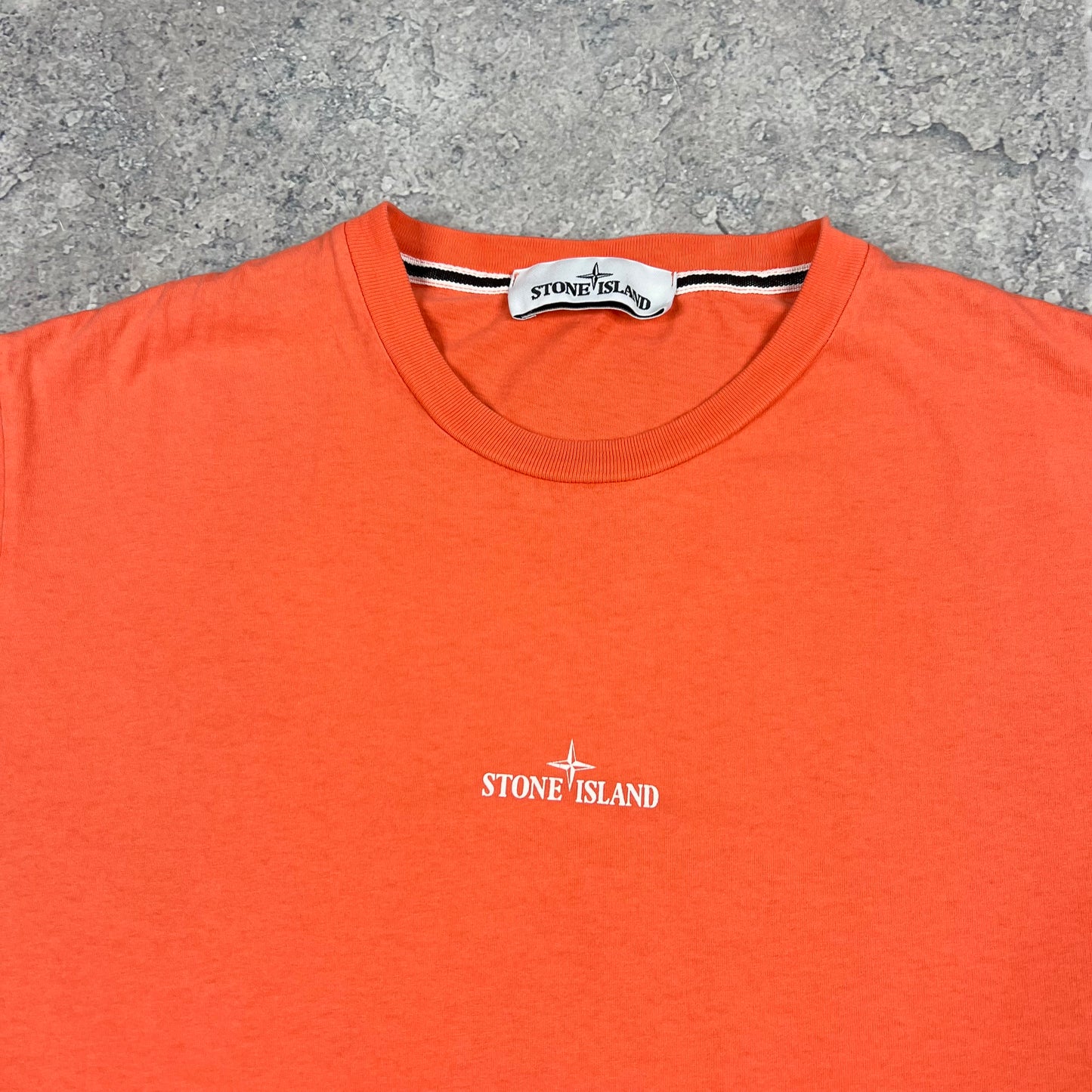 Stone Island Orange/White Logo T-Shirt Medium 19.75”