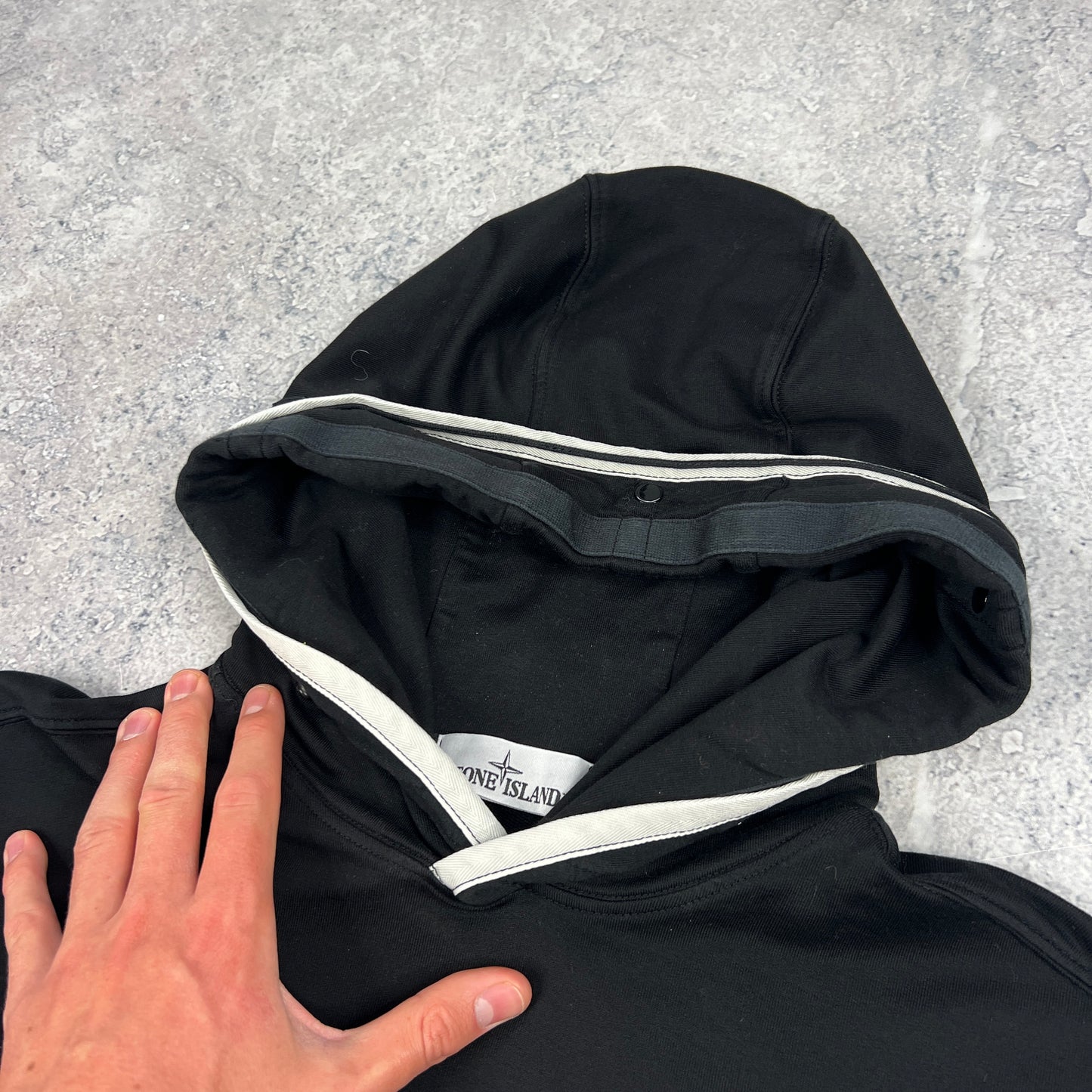 Stone Island Black Pullover Hoodie Medium 22.25”